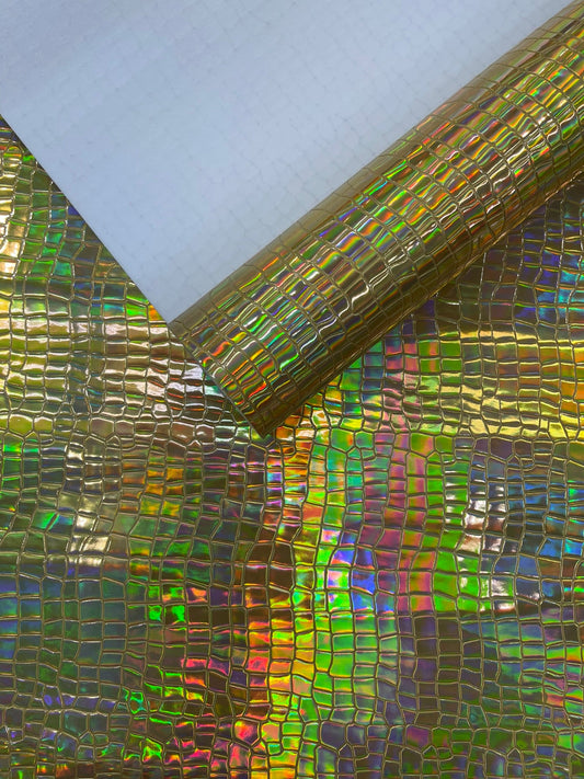 Crocodile Embossed PVC Holographic Vinyl Fabric| New Creations Fabric & Foam Inc. - New Creations Fabric & Foam Inc