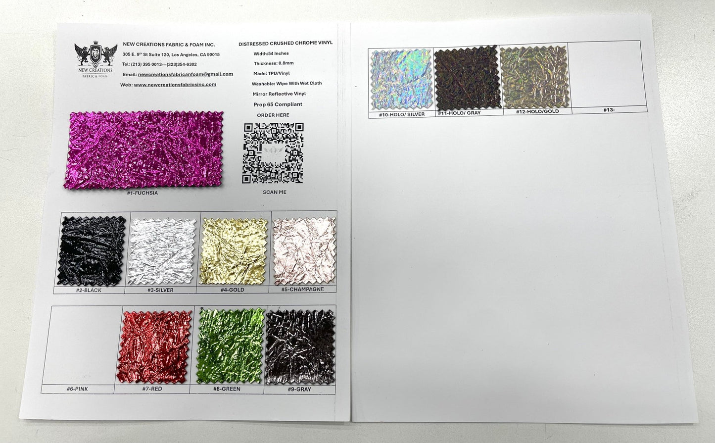 Crush Chrome Mirror Shiny Vinyl Fabric| New Creations Fabric & Foam Inc. - New Creations Fabric & Foam Inc