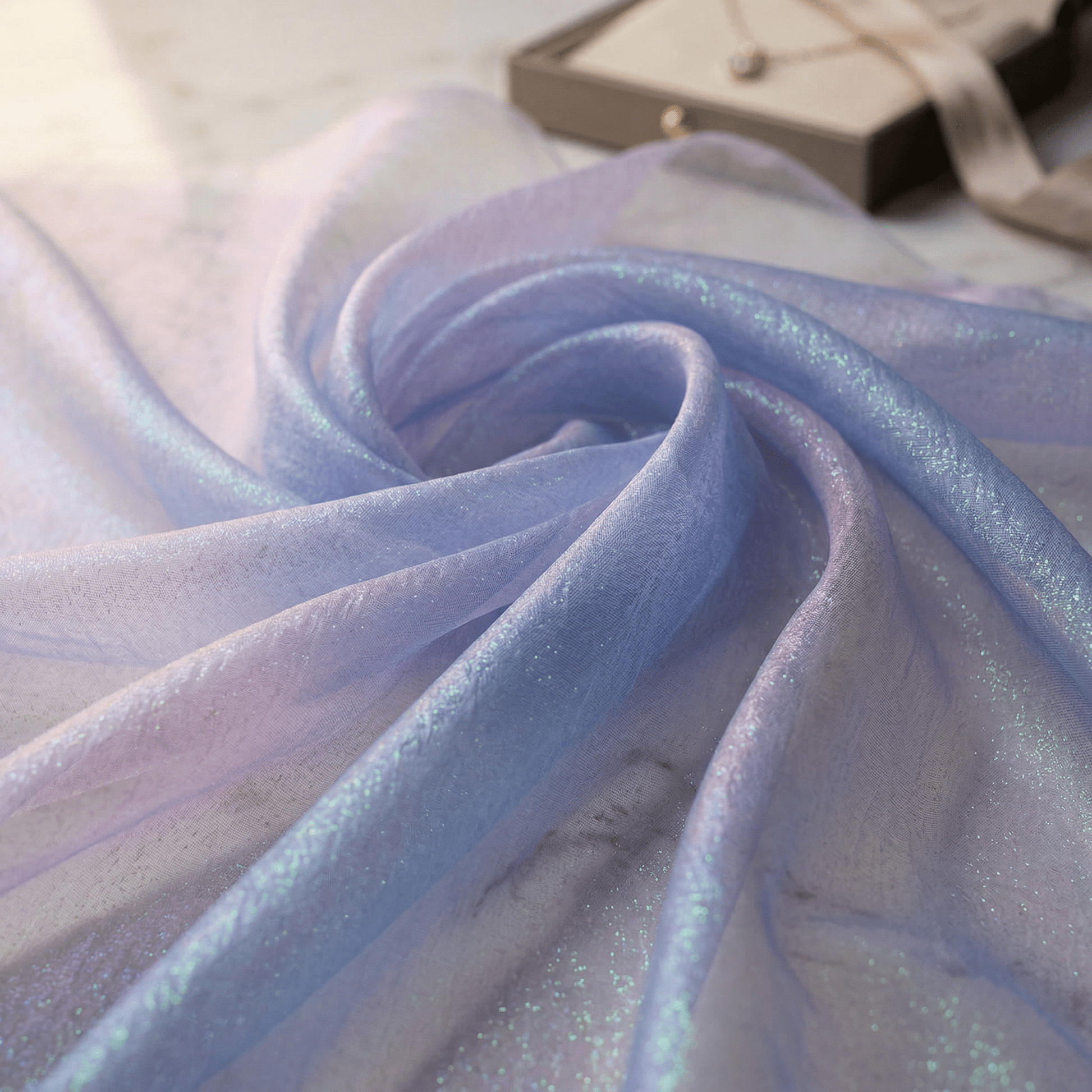 Crushed Iridescent Organza Fabric by the Yard 44/45” Wide – Shimmer Sheer Organza for Wedding Decor, Backdrops, Table Runners, Dresses & Costumes - New Creations Fabric & Foam Inc