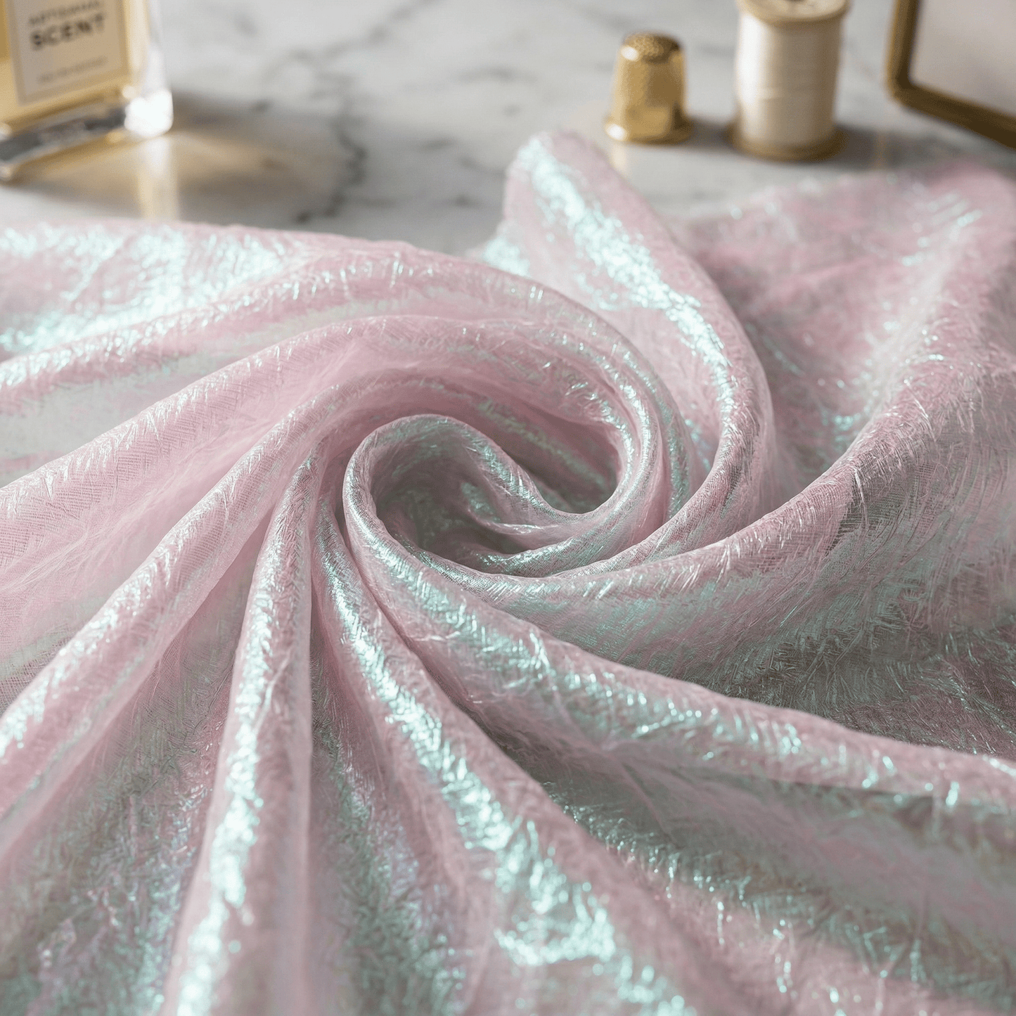 Crushed Iridescent Organza Fabric by the Yard 44/45” Wide – Shimmer Sheer Organza for Wedding Decor, Backdrops, Table Runners, Dresses & Costumes - New Creations Fabric & Foam Inc