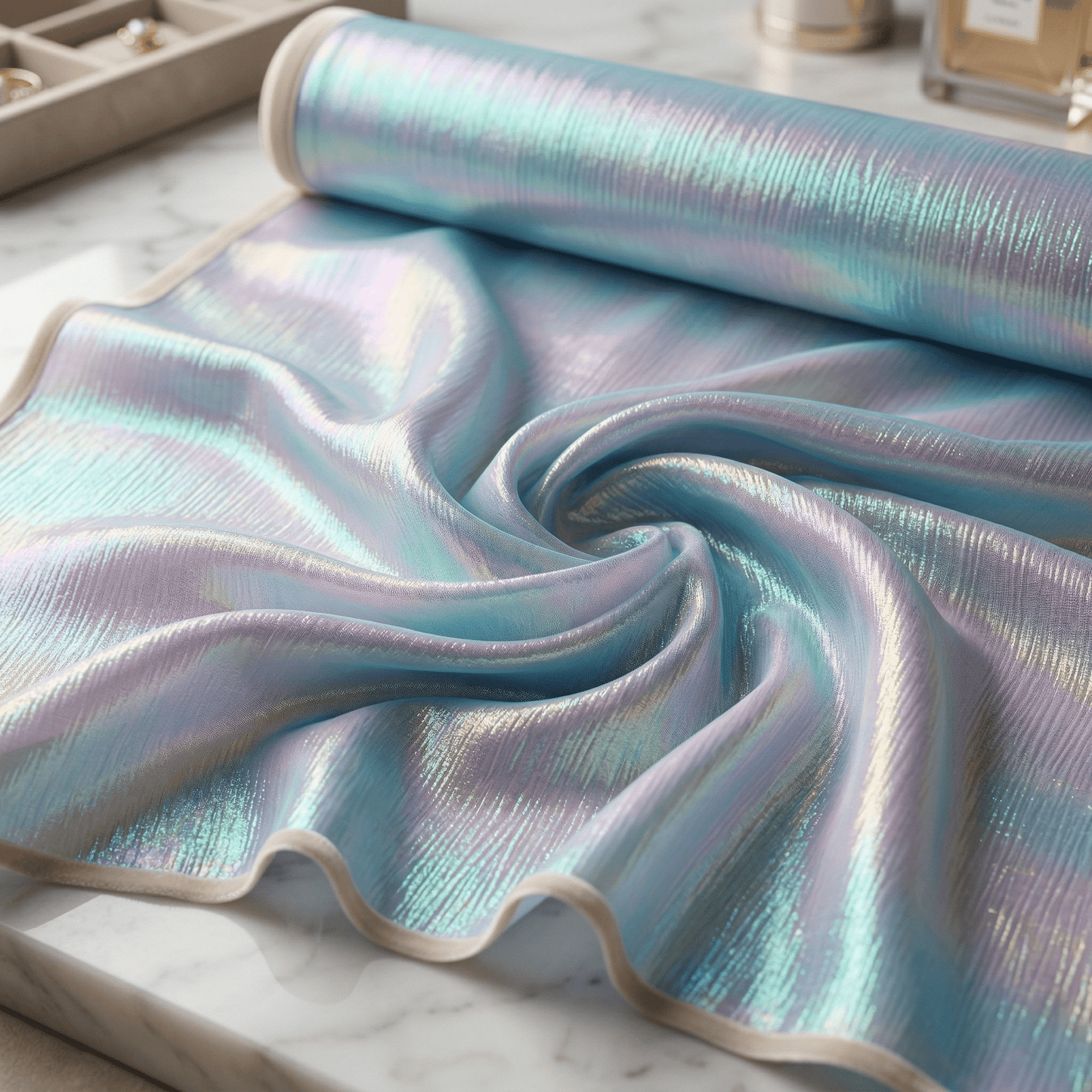Crushed Iridescent Organza Fabric by the Yard 44/45” Wide – Shimmer Sheer Organza for Wedding Decor, Backdrops, Table Runners, Dresses & Costumes - New Creations Fabric & Foam Inc