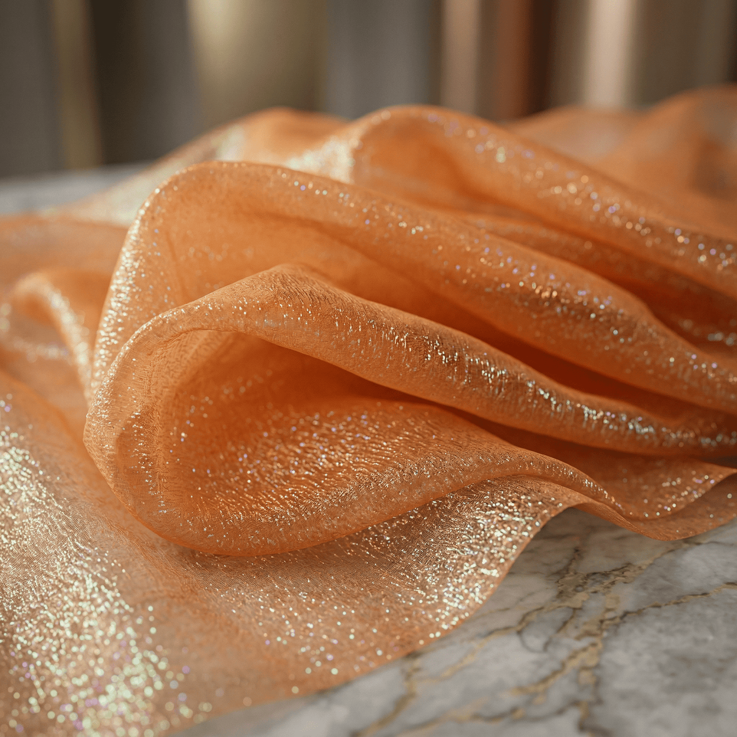 Crushed Iridescent Organza Fabric by the Yard 44/45” Wide – Shimmer Sheer Organza for Wedding Decor, Backdrops, Table Runners, Dresses & Costumes - New Creations Fabric & Foam Inc