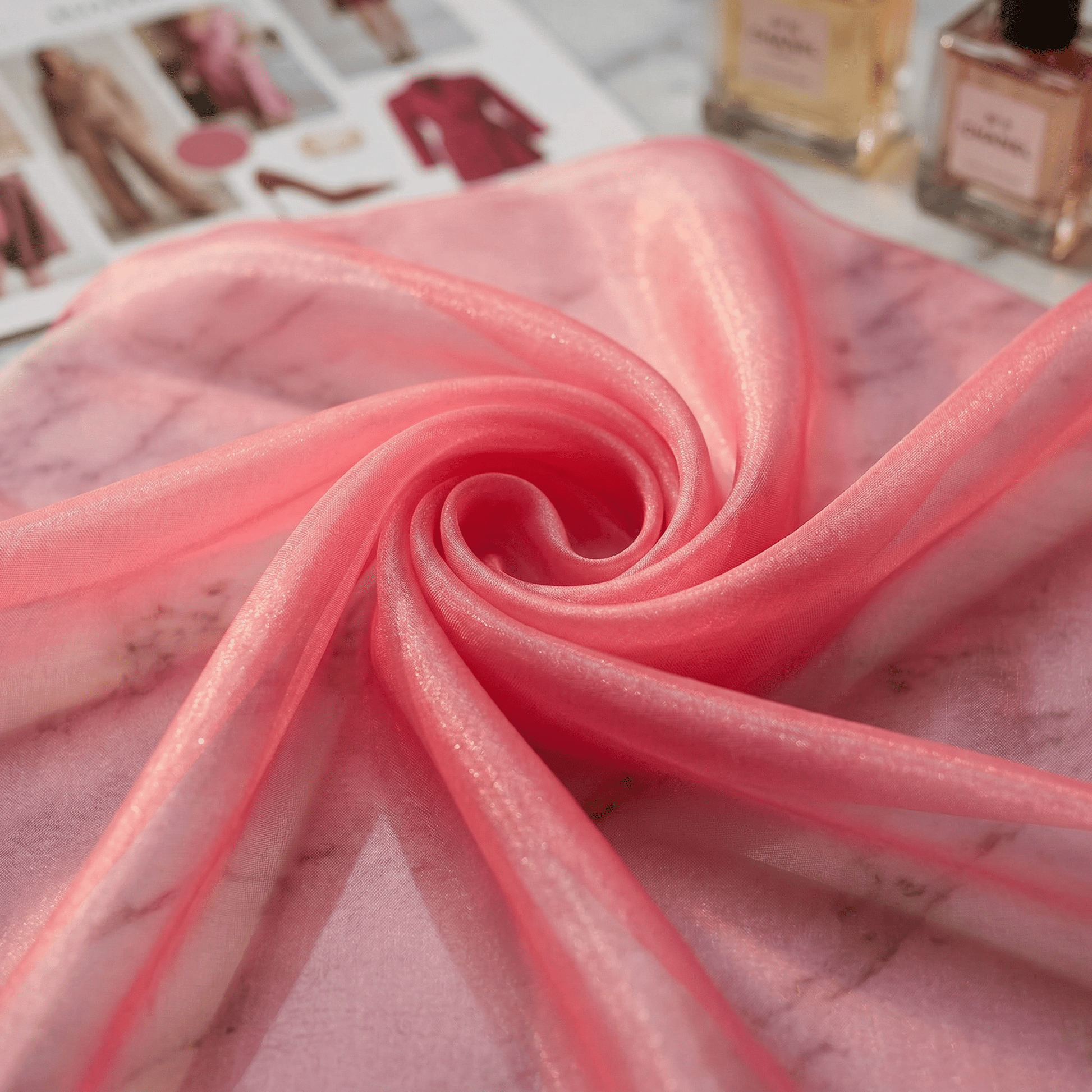 Crystal Organza Fabric by the Yard 60” Wide – Sheer Shiny Organza for Wedding Decor, Draping, Dresses, Curtains & Event Styling - New Creations Fabric & Foam Inc