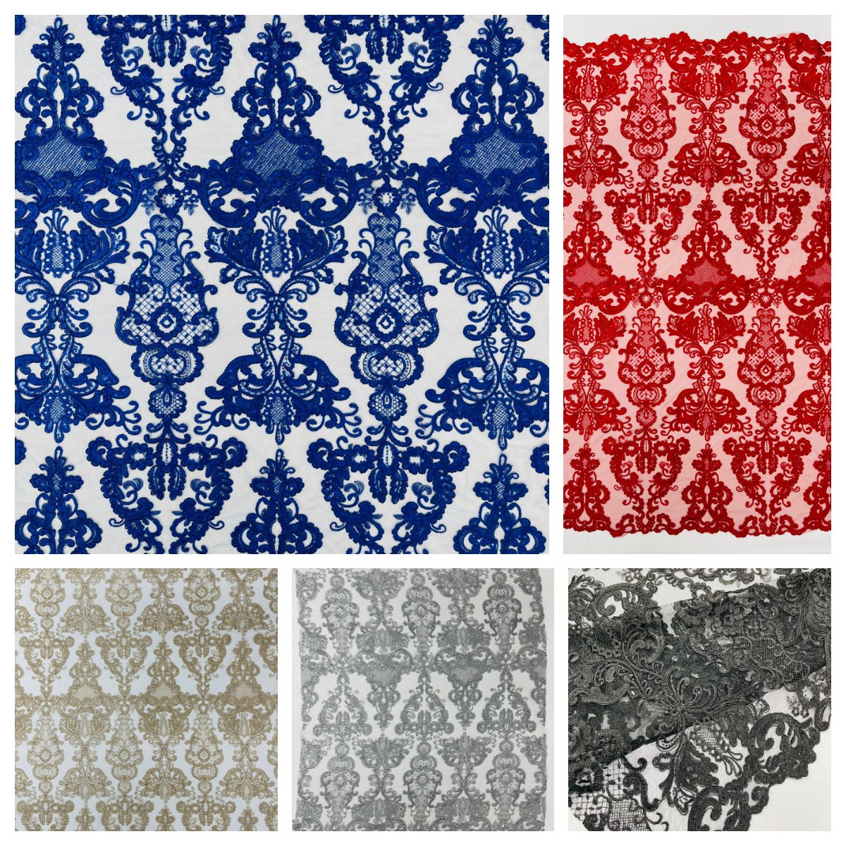 Damask Embroidered Lace Fabric 54” Wide| New Creations Fabric & Foam Inc. - New Creations Fabric & Foam Inc