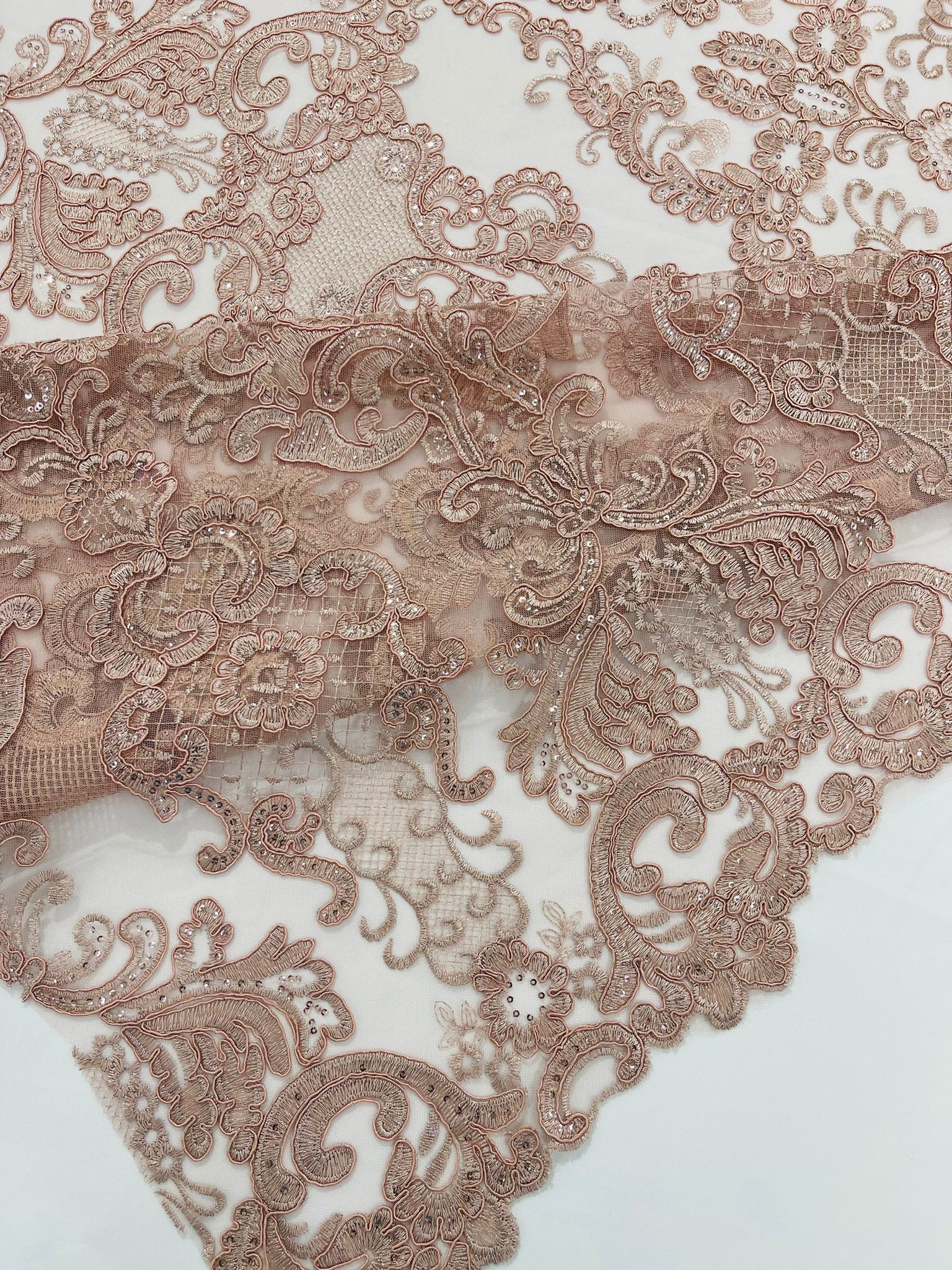 Damask Embroidered Lace Fabric 54” Wide| New Creations Fabric & Foam Inc. - New Creations Fabric & Foam Inc