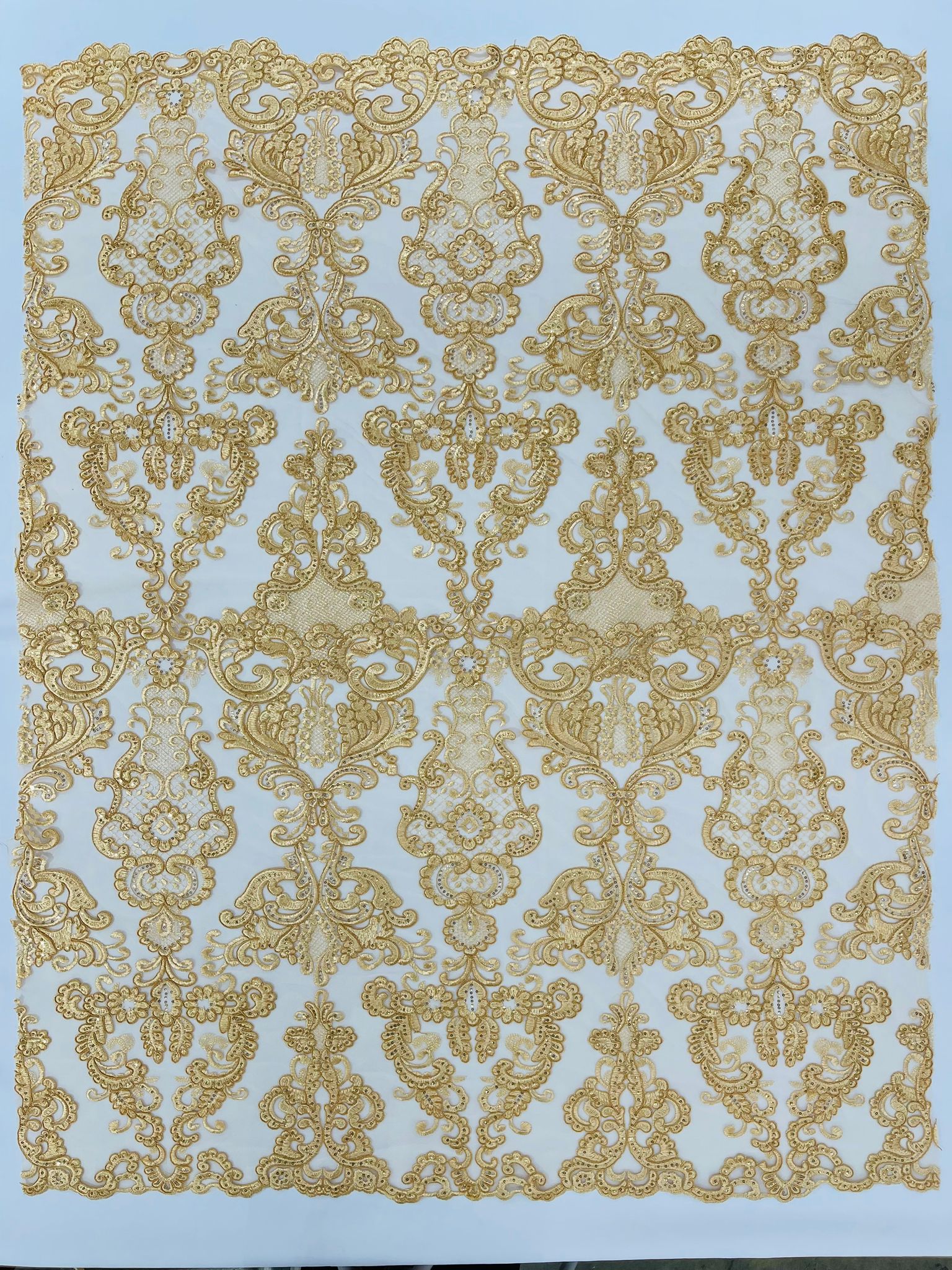 Damask Embroidered Lace Fabric 54” Wide| New Creations Fabric & Foam Inc. - New Creations Fabric & Foam Inc