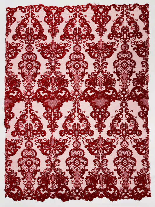 Damask Embroidered Lace Fabric 54” Wide| New Creations Fabric & Foam Inc. - New Creations Fabric & Foam Inc