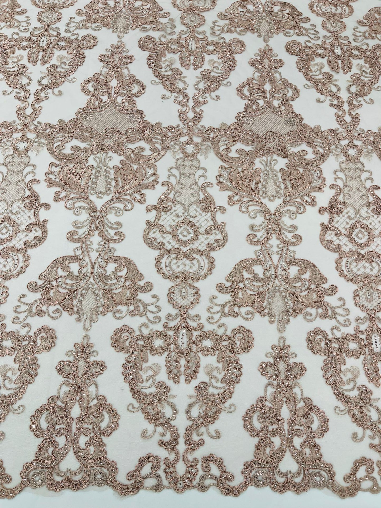 Damask Embroidered Lace Fabric 54” Wide| New Creations Fabric & Foam Inc. - New Creations Fabric & Foam Inc