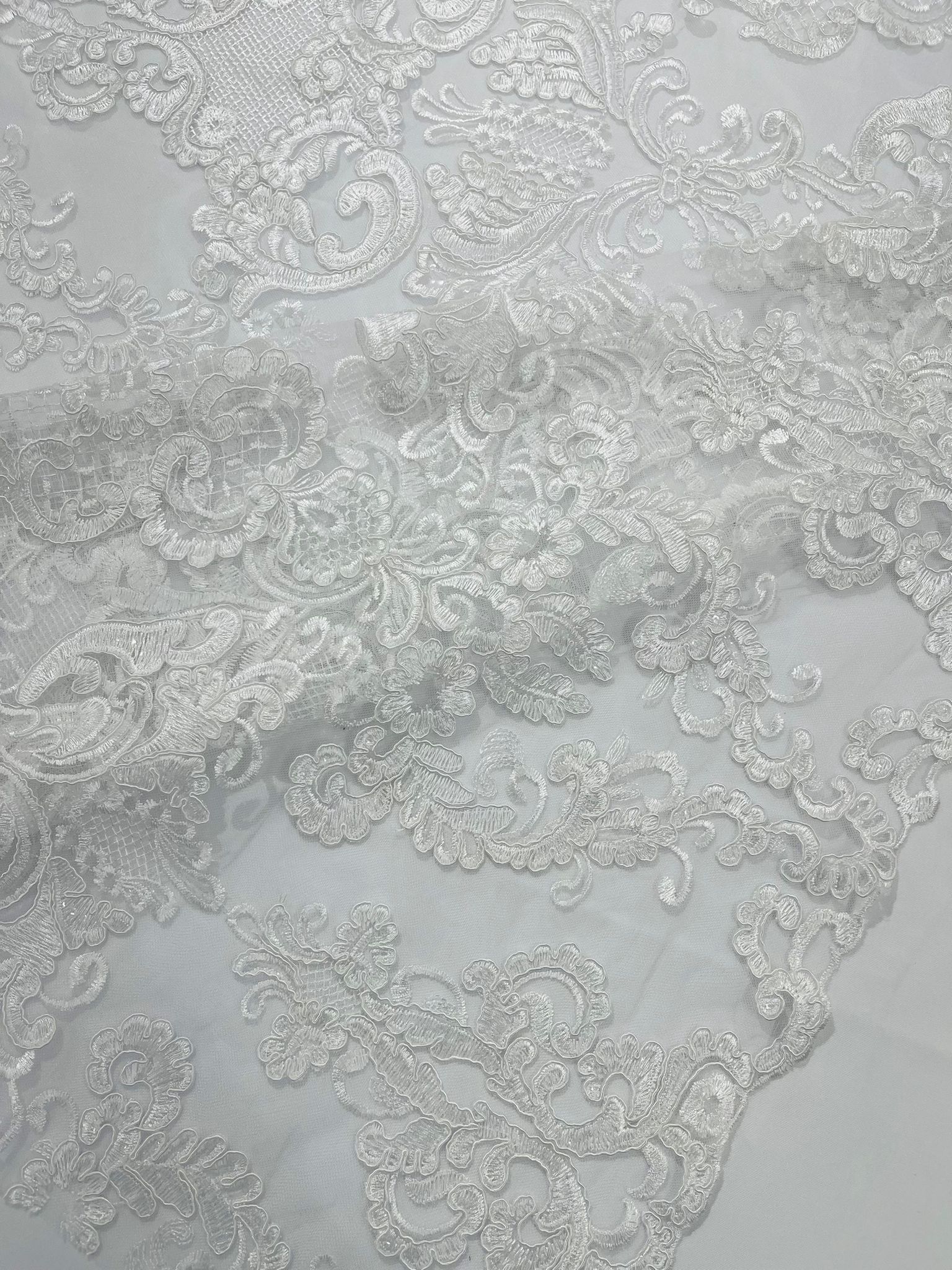 Damask Embroidered Lace Fabric 54” Wide| New Creations Fabric & Foam Inc. - New Creations Fabric & Foam Inc