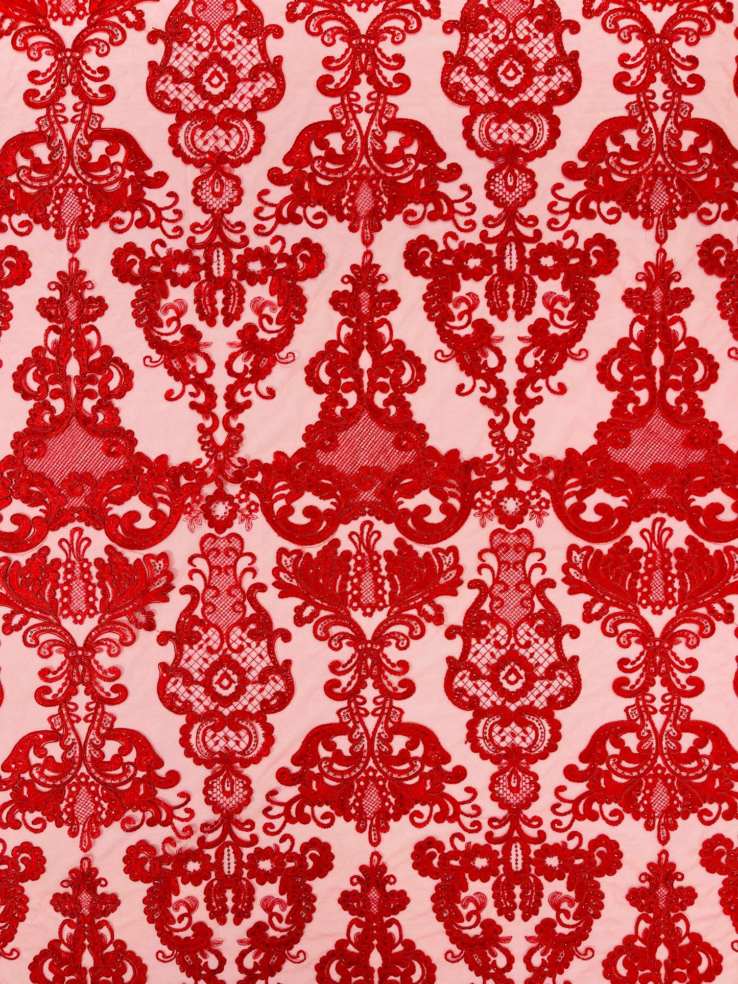 Damask Embroidered Lace Fabric 54” Wide| New Creations Fabric & Foam Inc. - New Creations Fabric & Foam Inc
