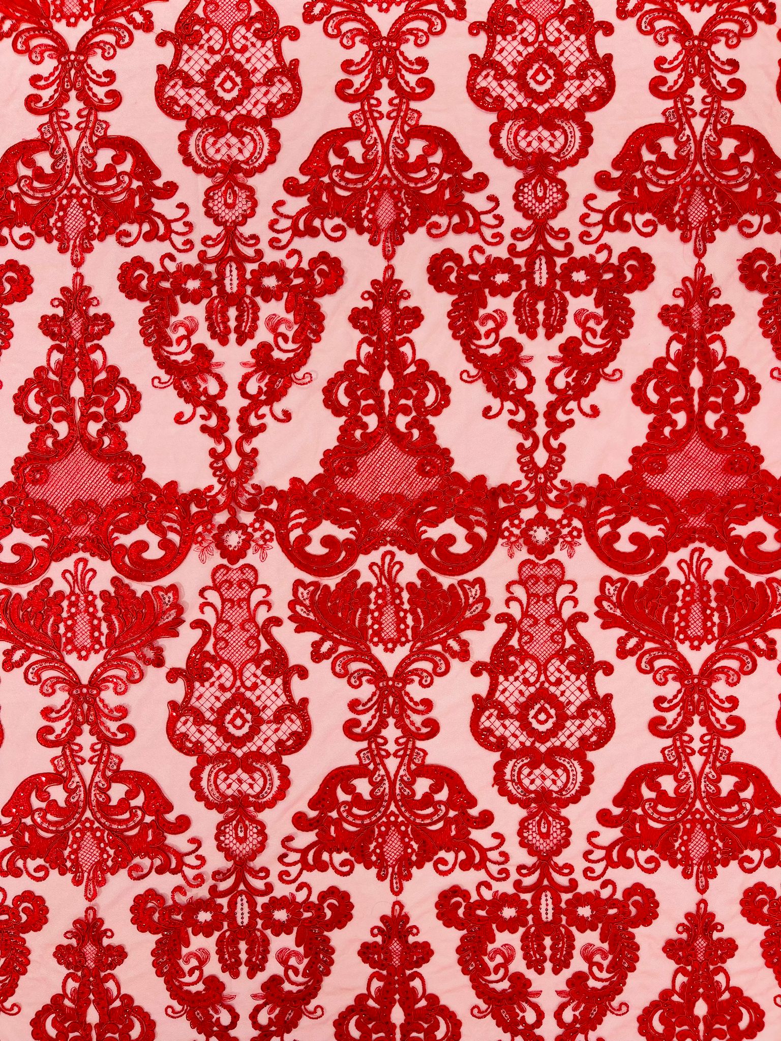Damask Embroidered Lace Fabric 54” Wide| New Creations Fabric & Foam Inc. - New Creations Fabric & Foam Inc