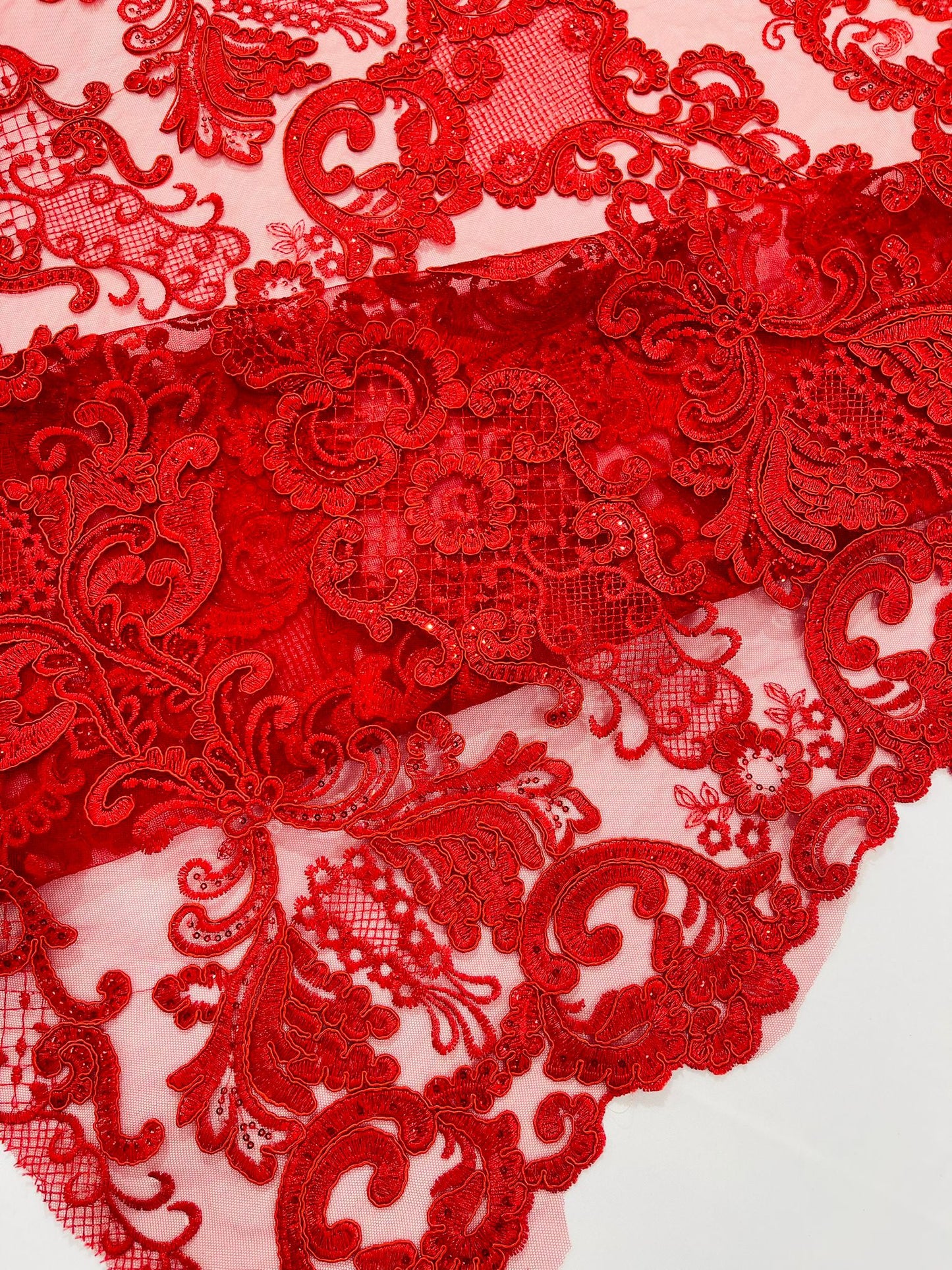 Damask Embroidered Lace Fabric 54” Wide| New Creations Fabric & Foam Inc. - New Creations Fabric & Foam Inc