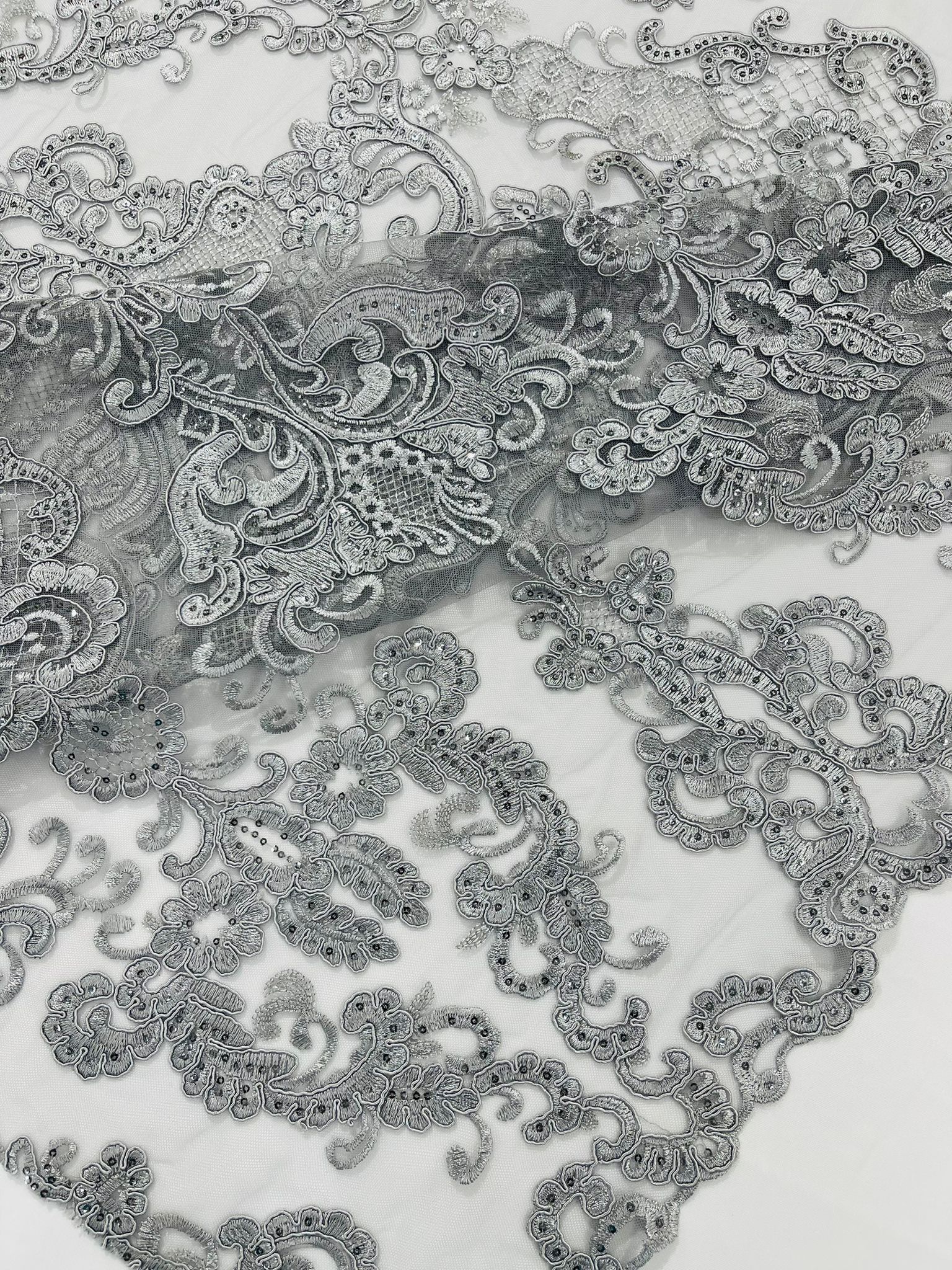 Damask Embroidered Lace Fabric 54” Wide| New Creations Fabric & Foam Inc. - New Creations Fabric & Foam Inc