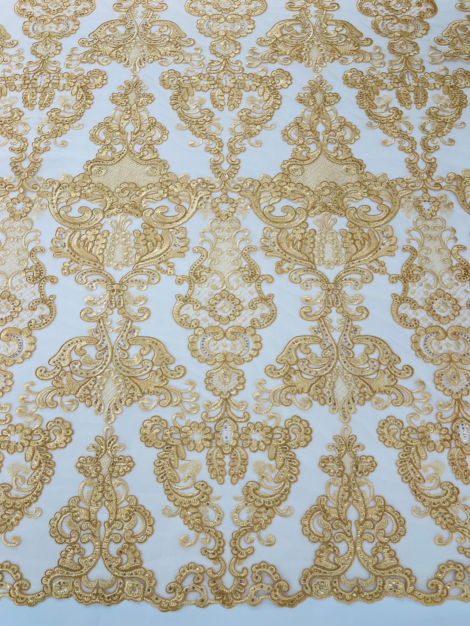 Damask Embroidered Lace Fabric 54” Wide| New Creations Fabric & Foam Inc. - New Creations Fabric & Foam Inc
