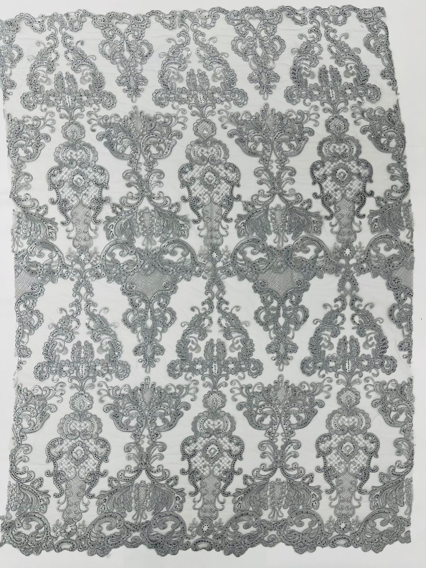 Damask Embroidered Lace Fabric 54” Wide| New Creations Fabric & Foam Inc. - New Creations Fabric & Foam Inc