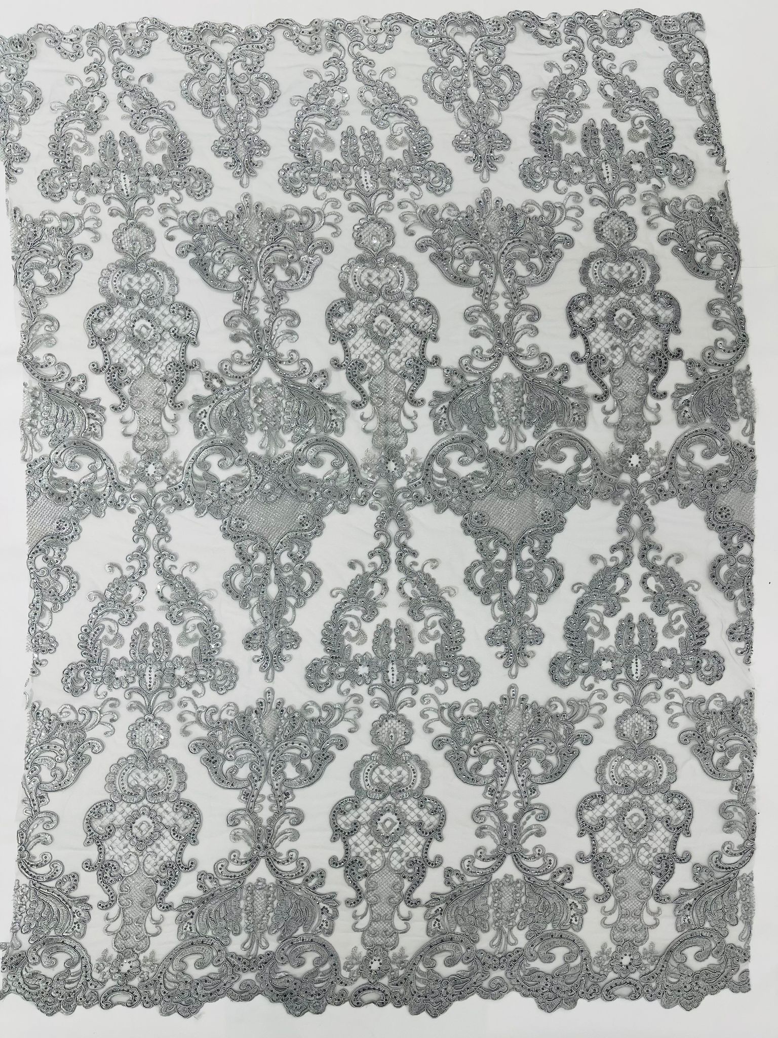 Damask Embroidered Lace Fabric 54” Wide| New Creations Fabric & Foam Inc. - New Creations Fabric & Foam Inc