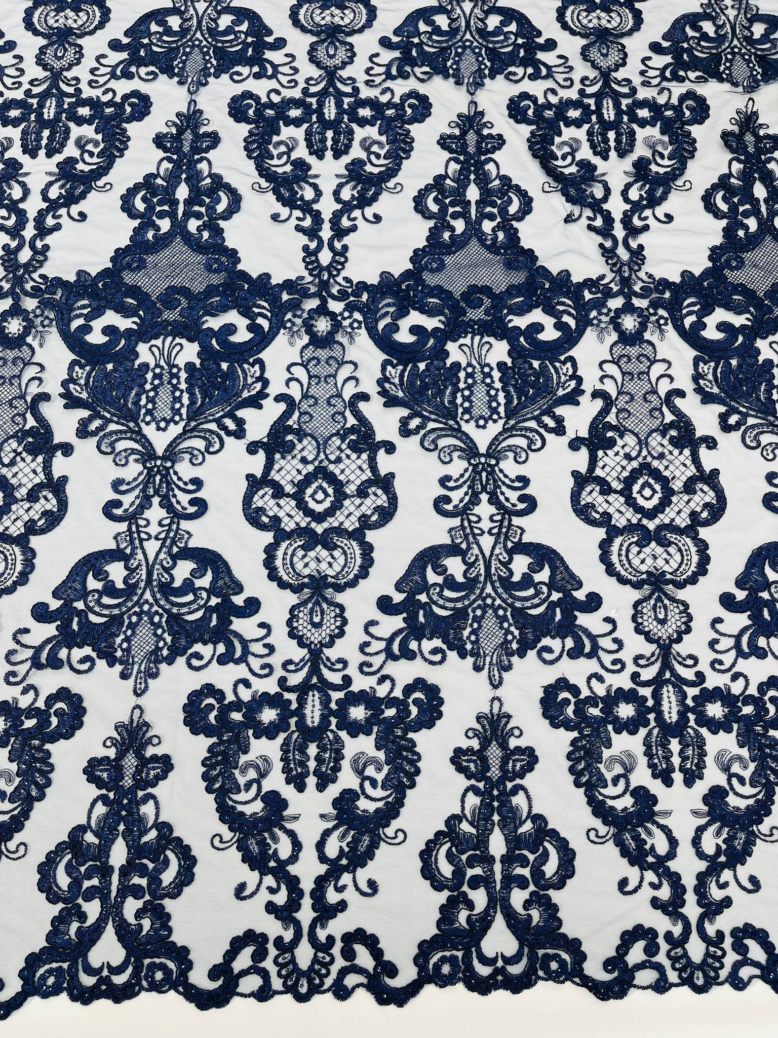 Damask Embroidered Lace Fabric 54” Wide| New Creations Fabric & Foam Inc. - New Creations Fabric & Foam Inc