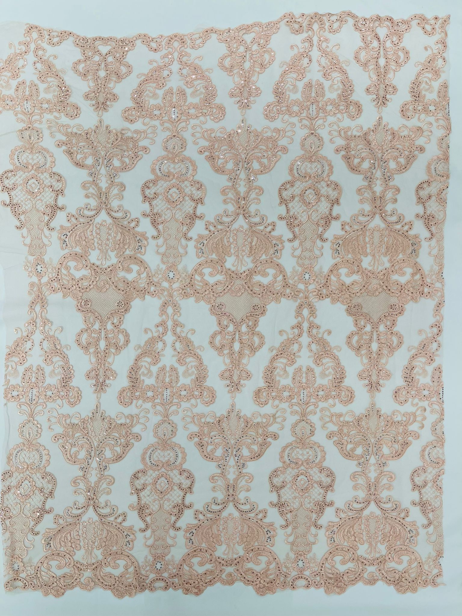 Damask Embroidered Lace Fabric 54” Wide| New Creations Fabric & Foam Inc. - New Creations Fabric & Foam Inc
