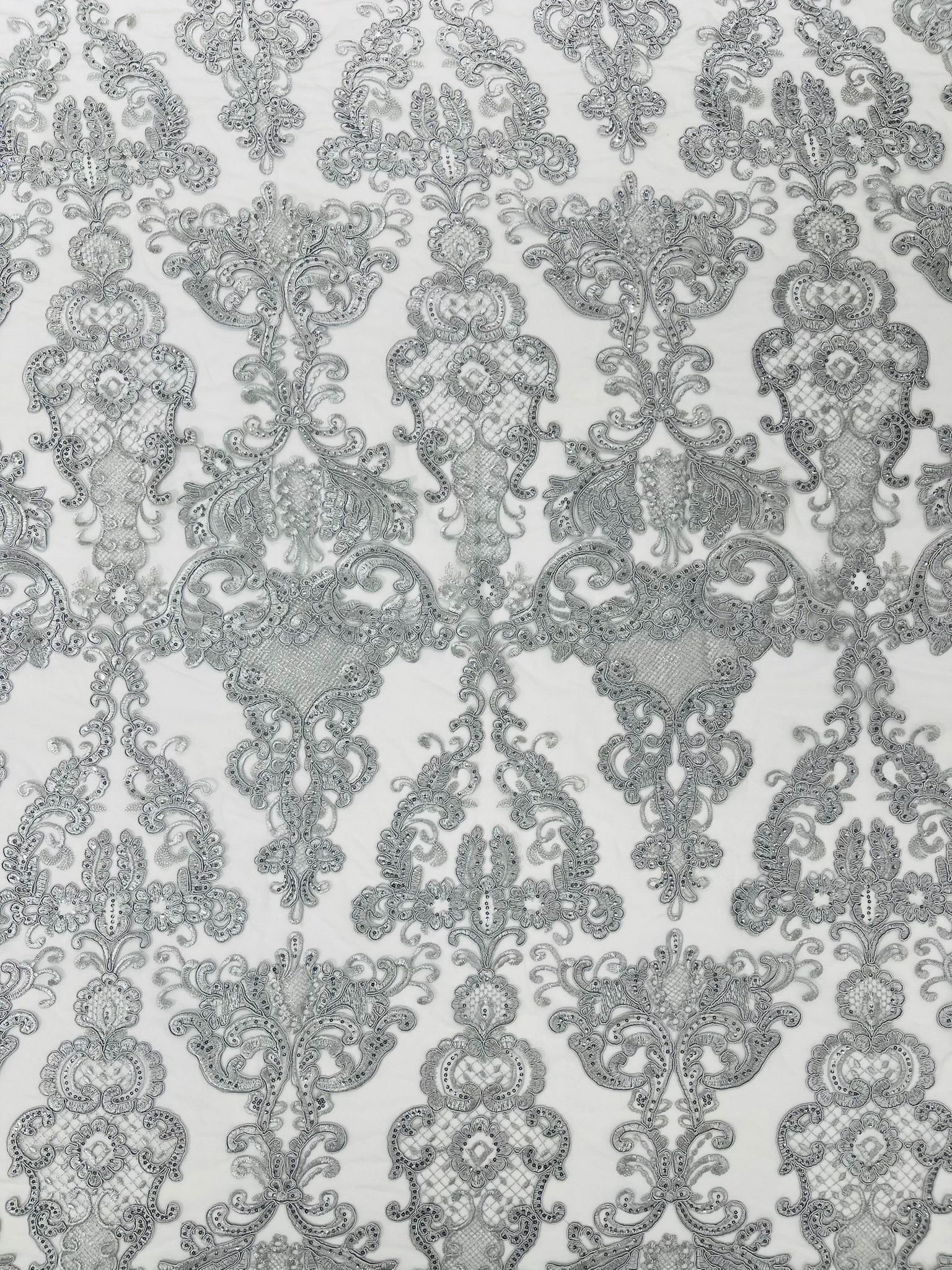Damask Embroidered Lace Fabric 54” Wide| New Creations Fabric & Foam Inc. - New Creations Fabric & Foam Inc