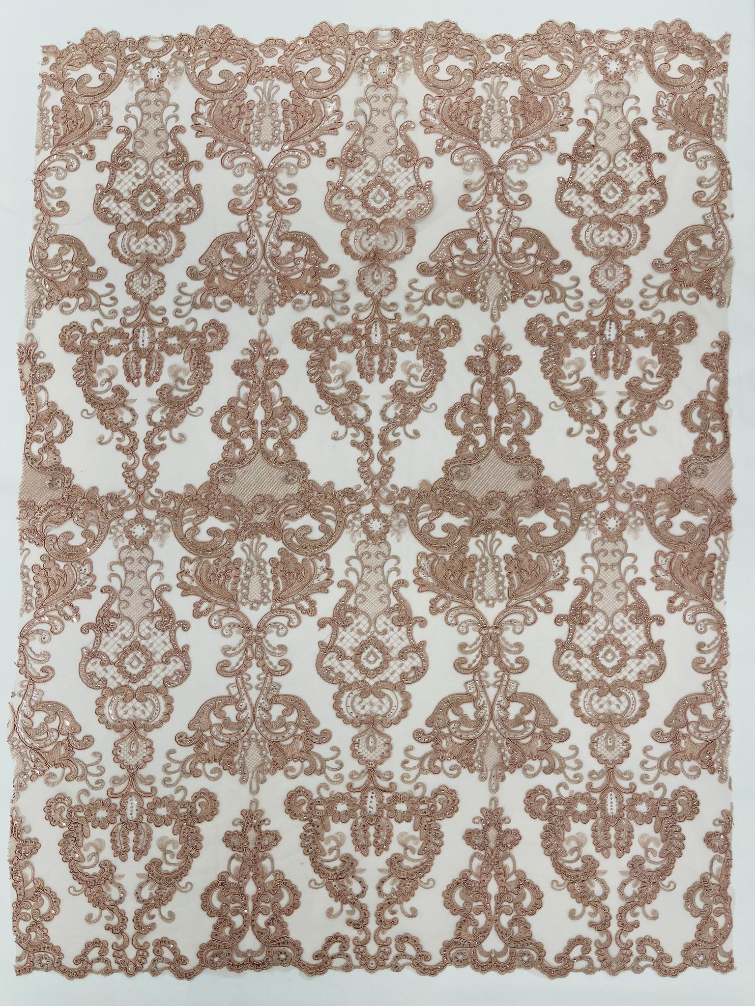 Damask Embroidered Lace Fabric 54” Wide| New Creations Fabric & Foam Inc. - New Creations Fabric & Foam Inc