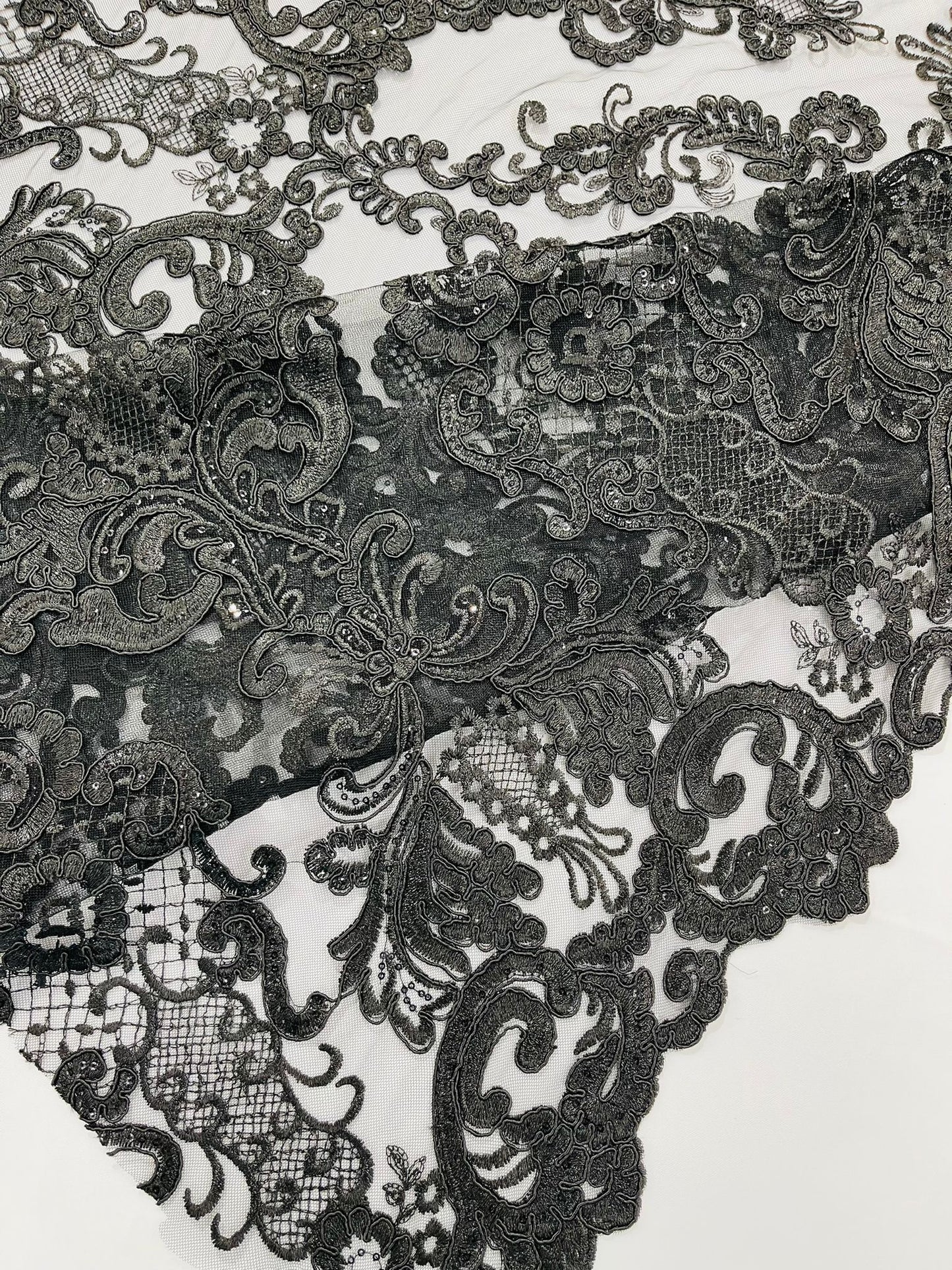 Damask Embroidered Lace Fabric 54” Wide| New Creations Fabric & Foam Inc. - New Creations Fabric & Foam Inc