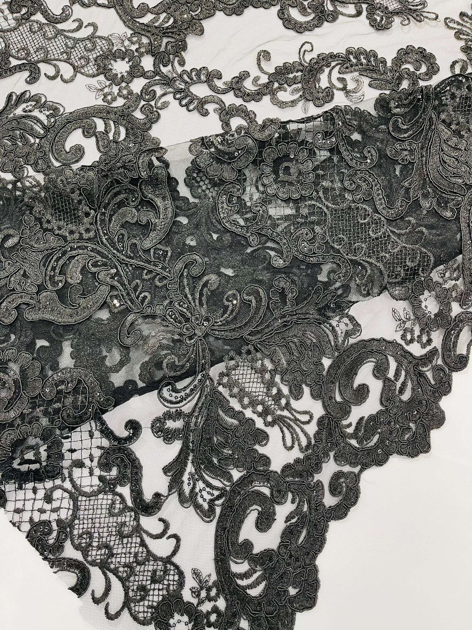 Damask Embroidered Lace Fabric 54” Wide| New Creations Fabric & Foam Inc. - New Creations Fabric & Foam Inc