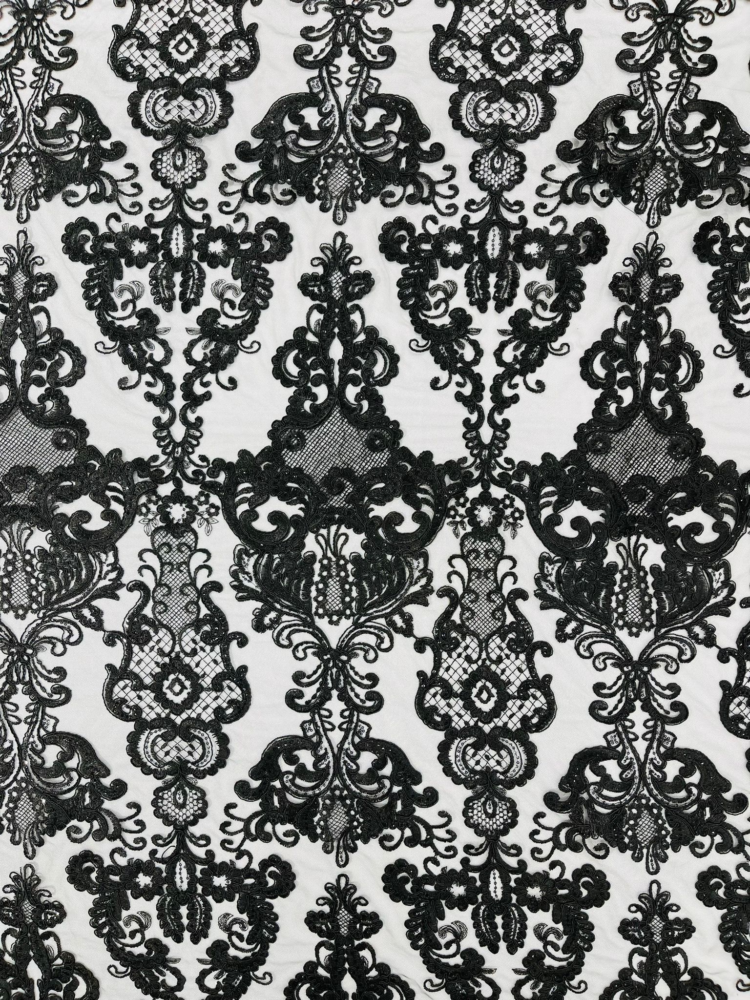 Damask Embroidered Lace Fabric 54” Wide| New Creations Fabric & Foam Inc. - New Creations Fabric & Foam Inc