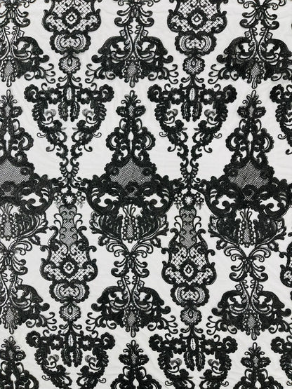 Damask Embroidered Lace Fabric 54” Wide| New Creations Fabric & Foam Inc. - New Creations Fabric & Foam Inc