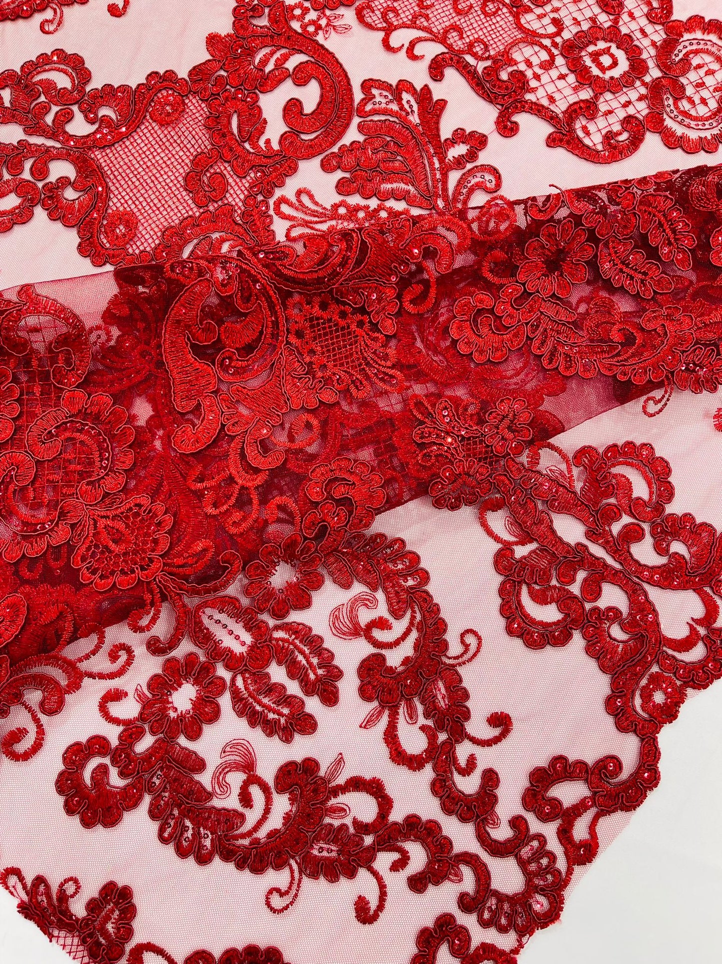 Damask Embroidered Lace Fabric 54” Wide| New Creations Fabric & Foam Inc. - New Creations Fabric & Foam Inc