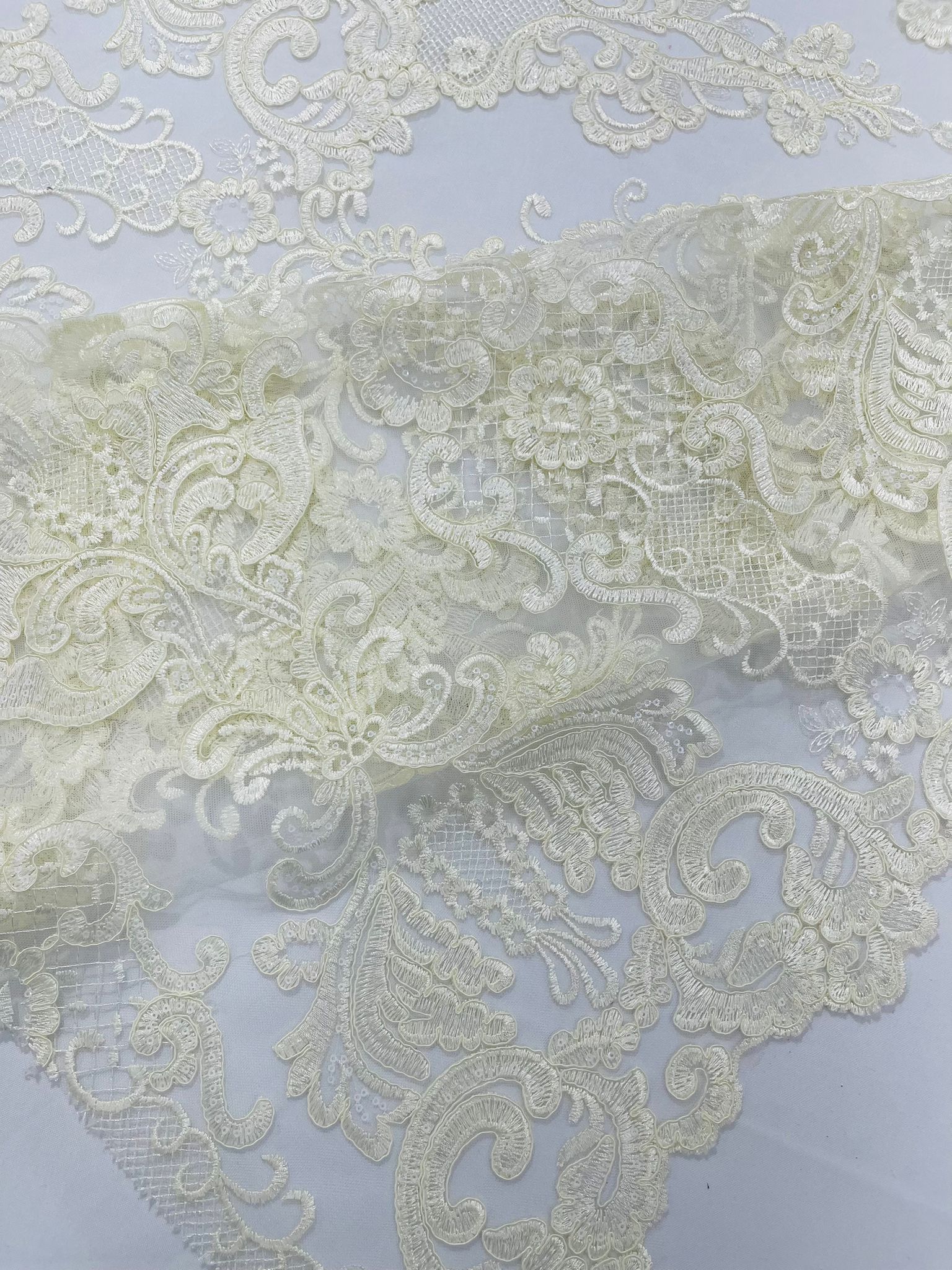 Damask Embroidered Lace Fabric 54” Wide| New Creations Fabric & Foam Inc. - New Creations Fabric & Foam Inc