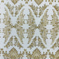 Damask Wing Design Embroidered Heavy Beaded Lace on 54" Mesh Fabric. - New Creations Fabric & Foam Inc