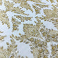 Damask Wing Design Embroidered Heavy Beaded Lace on 54" Mesh Fabric. - New Creations Fabric & Foam Inc