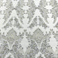 Damask Wing Design Embroidered Heavy Beaded Lace on 54" Mesh Fabric. - New Creations Fabric & Foam Inc