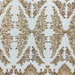 Damask Wing Design Embroidered Heavy Beaded Lace on 54" Mesh Fabric. - New Creations Fabric & Foam Inc