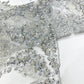 Damask Wing Design Embroidered Heavy Beaded Lace on 54" Mesh Fabric. - New Creations Fabric & Foam Inc