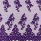ELEGANT BEADED FLORAL LACE ON MESH FABRIC (By The Yard) - New Creations Fabric & Foam Inc