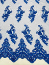ELEGANT BEADED FLORAL LACE ON MESH FABRIC (By The Yard) - New Creations Fabric & Foam Inc