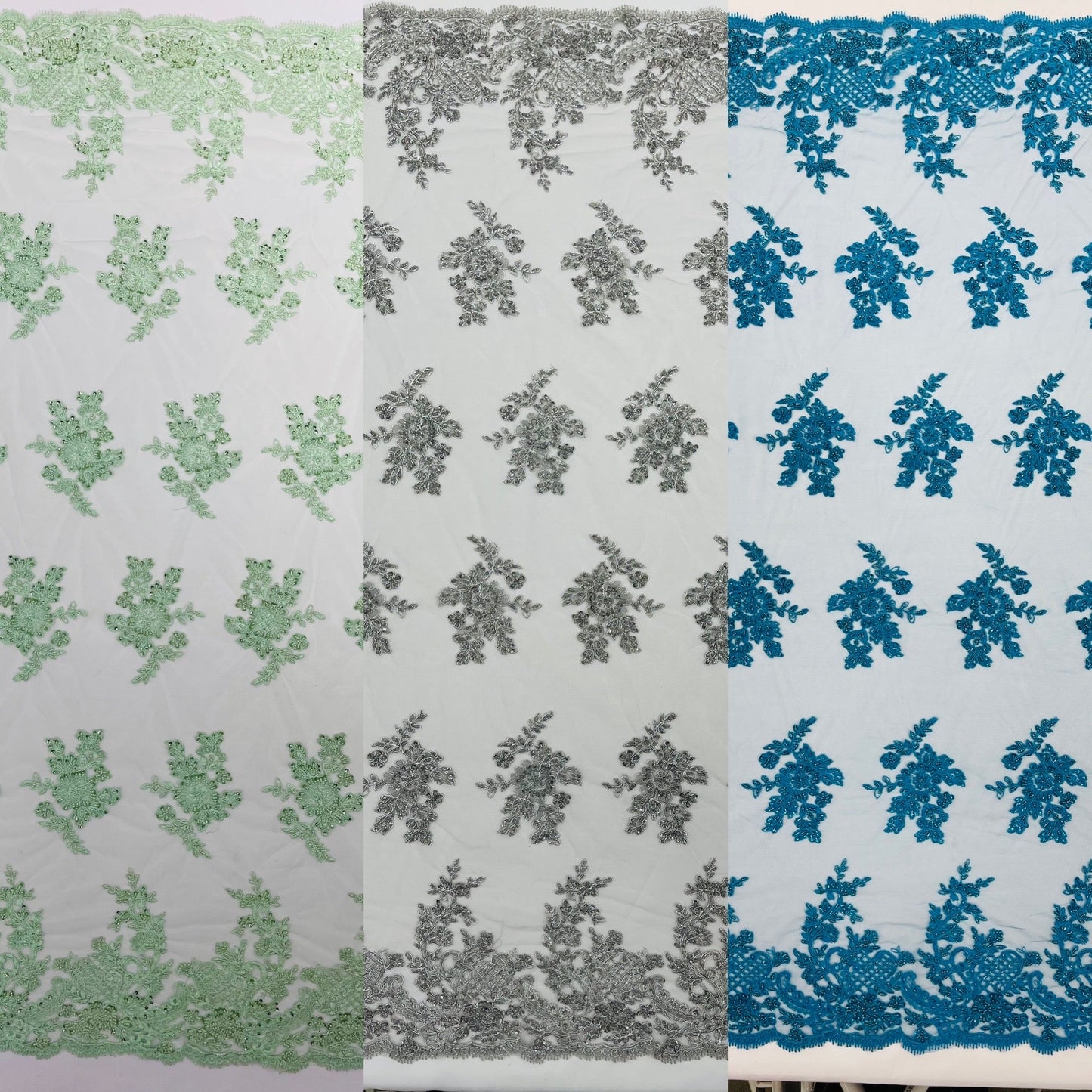 Eva Luxury Beaded Floral Lace 54” Wide| New Creations Fabric & Foam Inc. - New Creations Fabric & Foam Inc