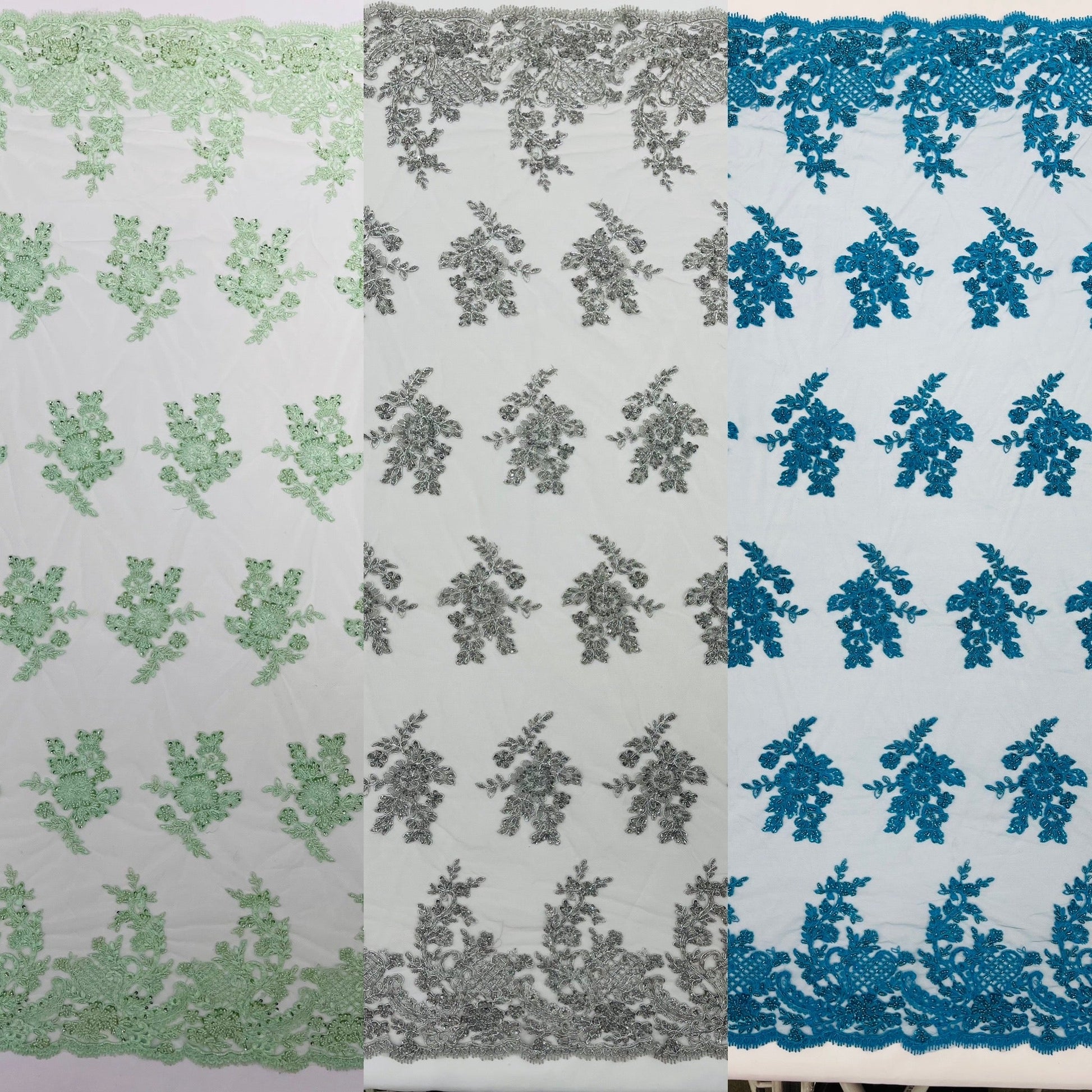 Eva Luxury Beaded Floral Lace 54” Wide| New Creations Fabric & Foam Inc. - New Creations Fabric & Foam Inc