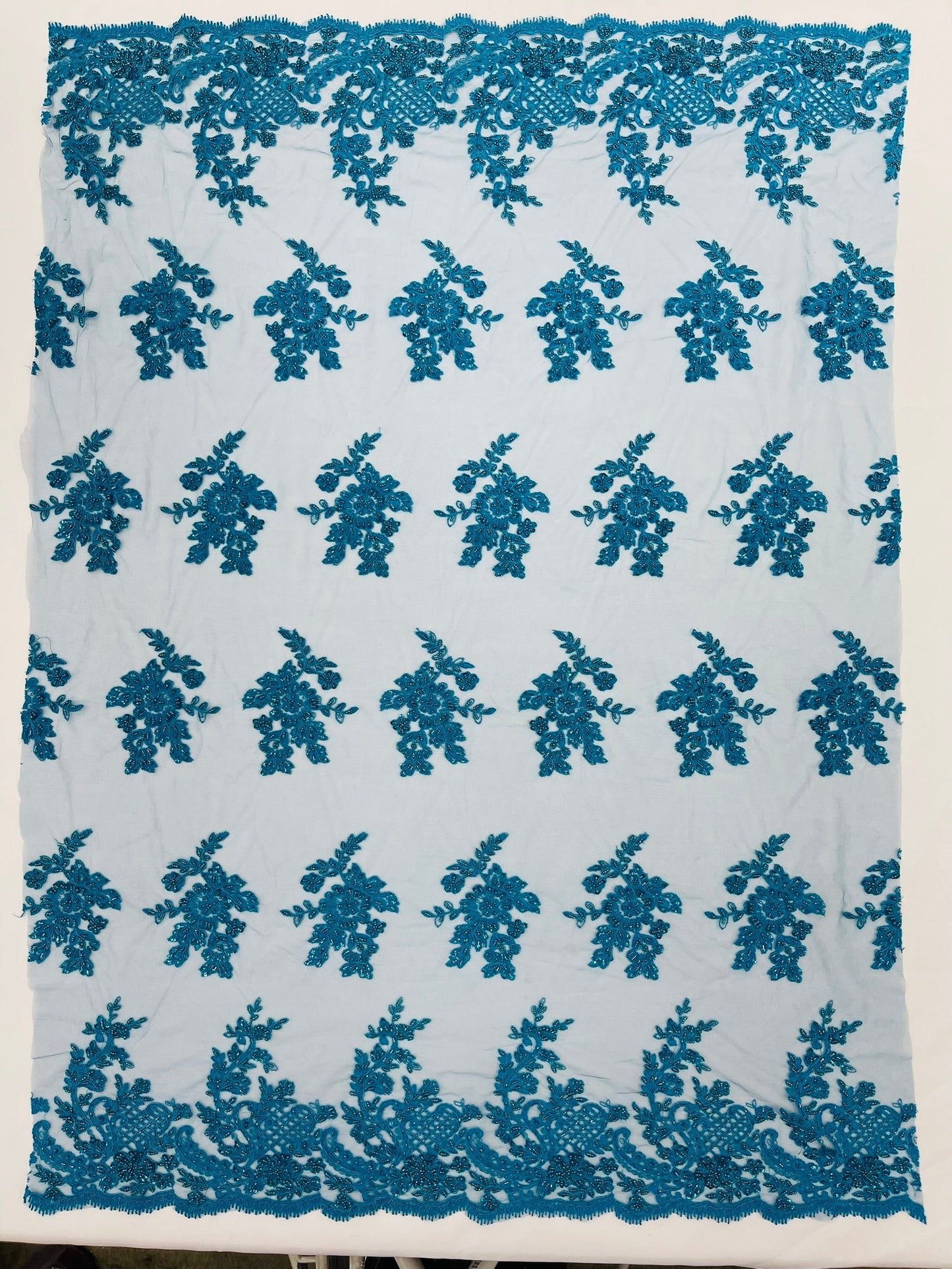 Eva Luxury Beaded Floral Lace 54” Wide| New Creations Fabric & Foam Inc. - New Creations Fabric & Foam Inc