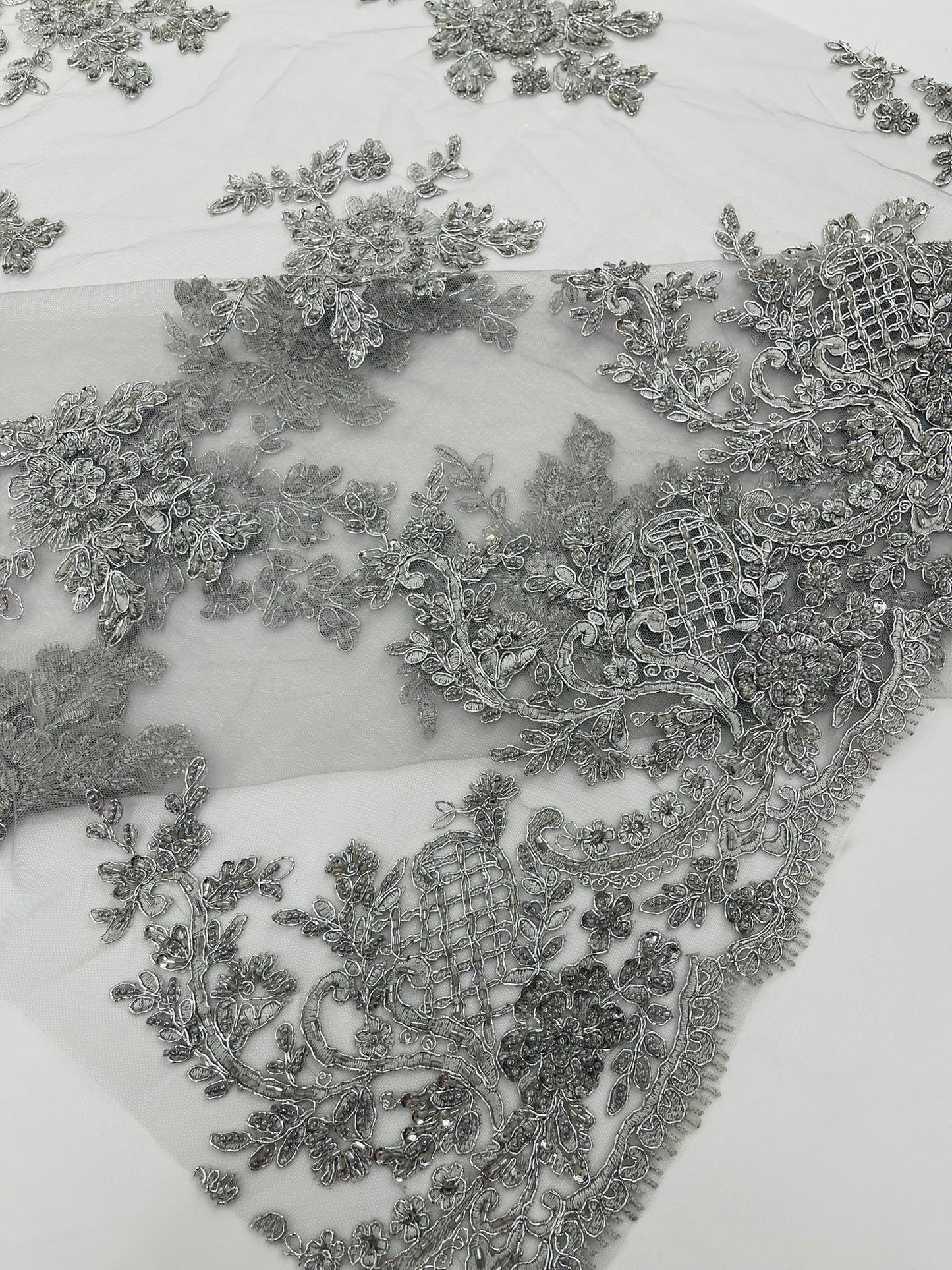 Eva Luxury Beaded Floral Lace 54” Wide| New Creations Fabric & Foam Inc. - New Creations Fabric & Foam Inc