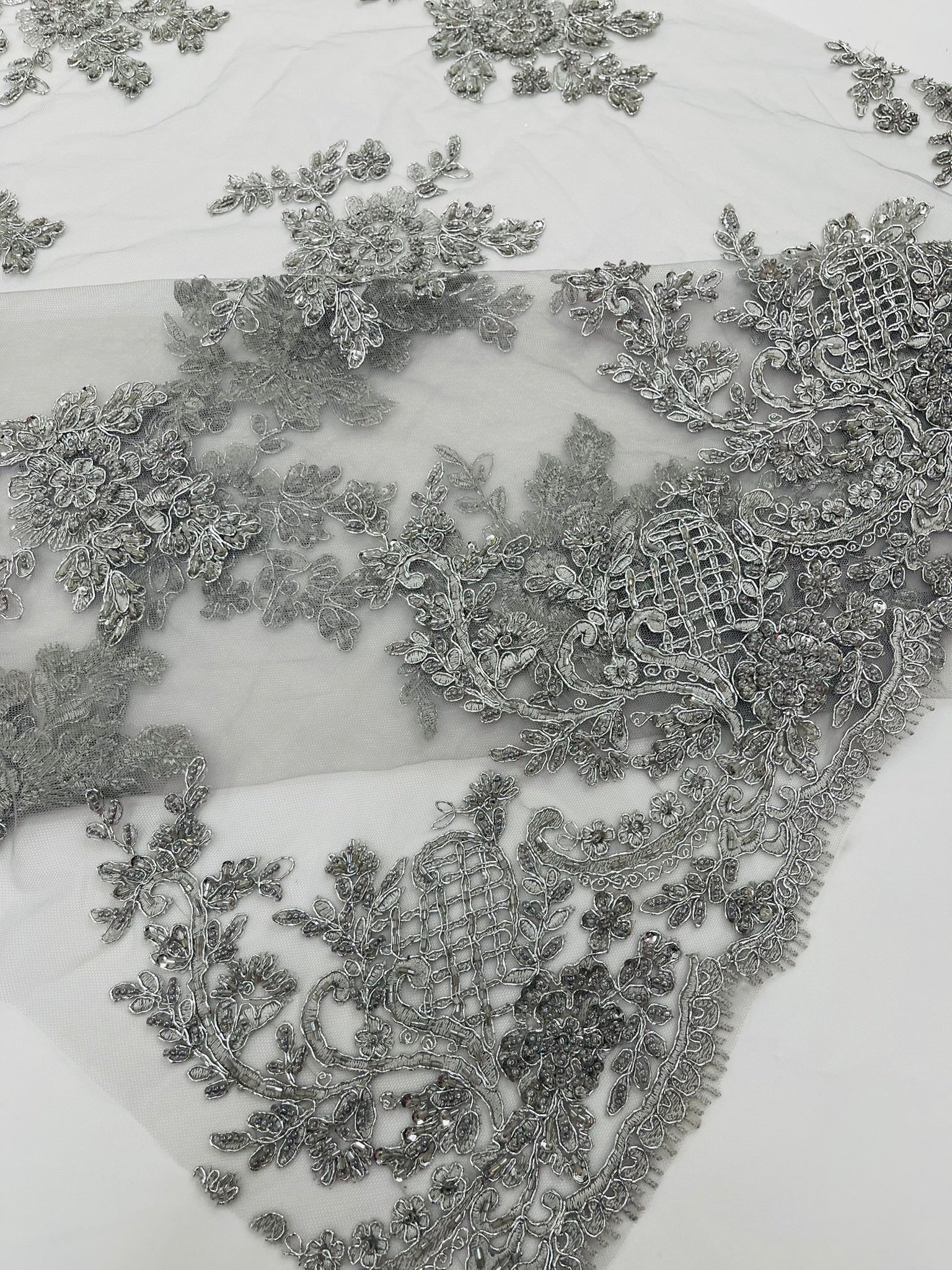 Eva Luxury Beaded Floral Lace 54” Wide| New Creations Fabric & Foam Inc. - New Creations Fabric & Foam Inc