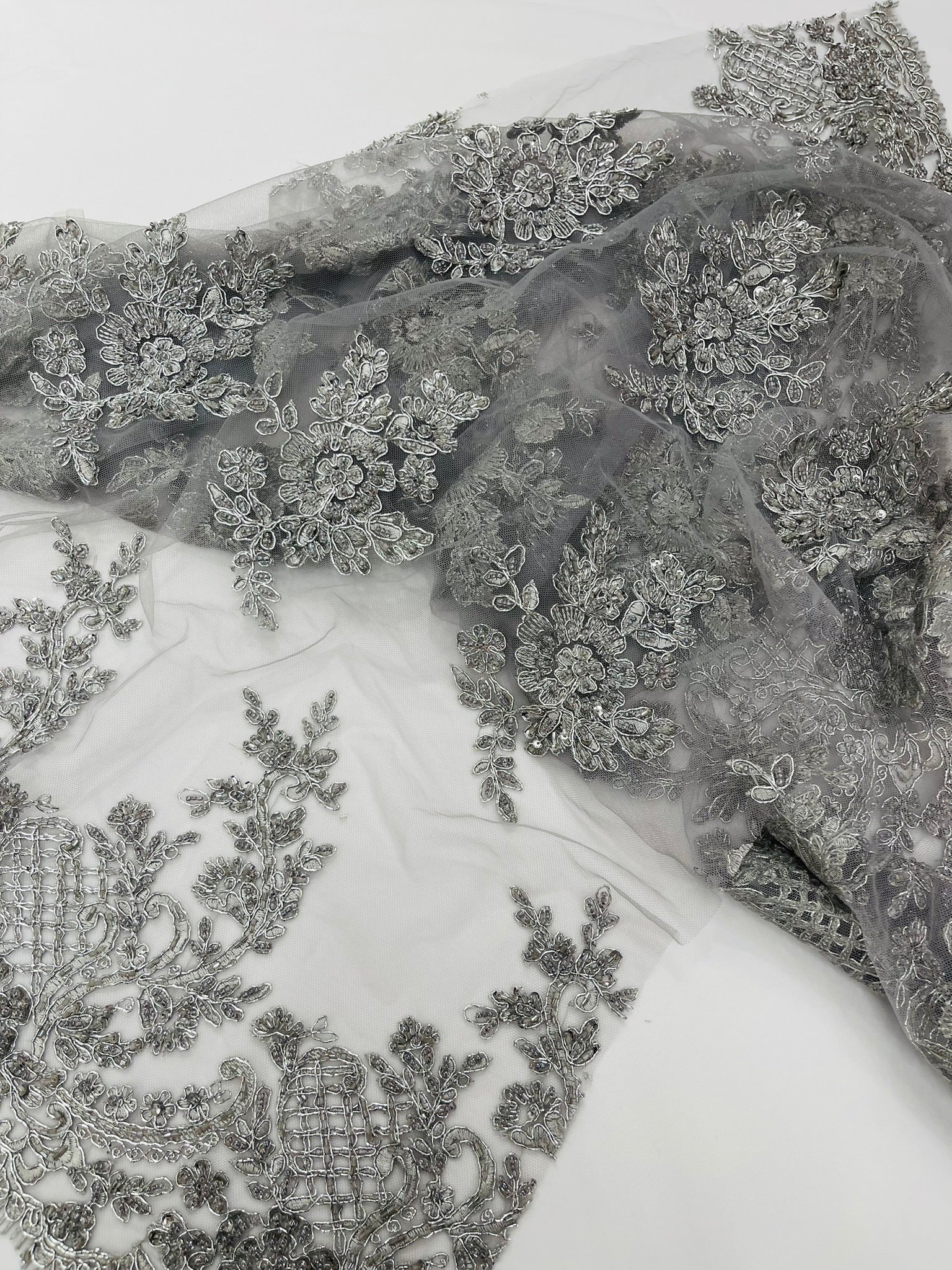 Eva Luxury Beaded Floral Lace 54” Wide| New Creations Fabric & Foam Inc. - New Creations Fabric & Foam Inc