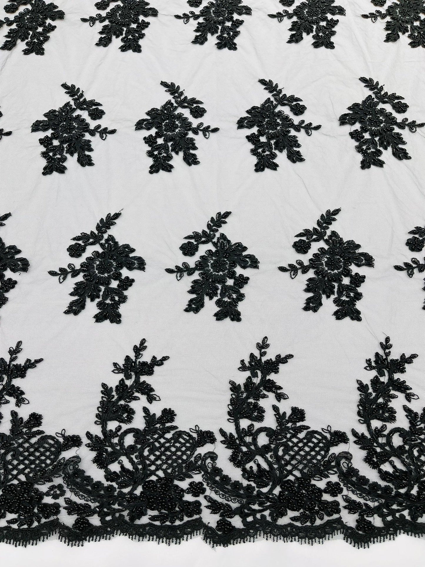Eva Luxury Beaded Floral Lace 54” Wide| New Creations Fabric & Foam Inc. - New Creations Fabric & Foam Inc