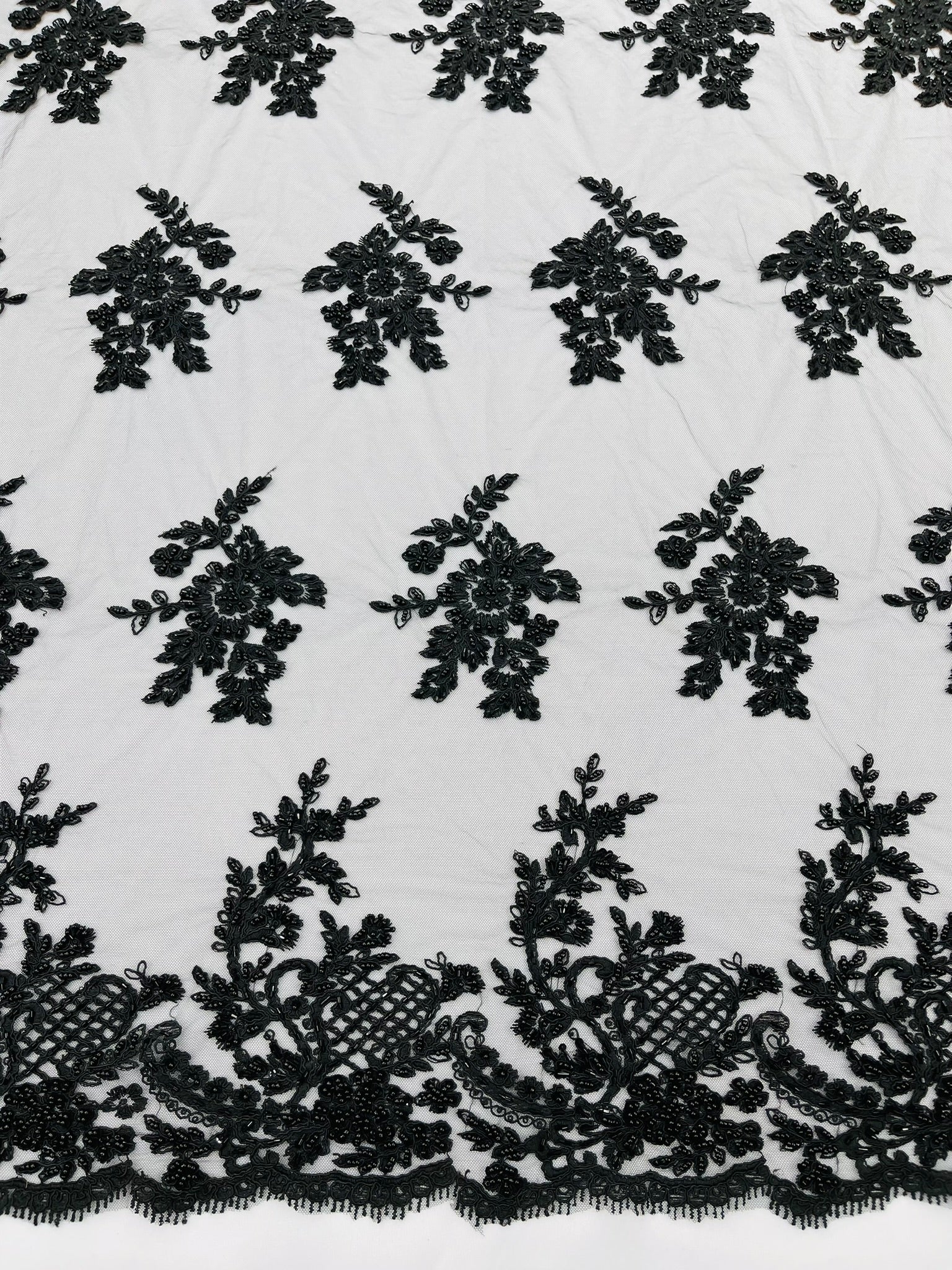 Eva Luxury Beaded Floral Lace 54” Wide| New Creations Fabric & Foam Inc. - New Creations Fabric & Foam Inc