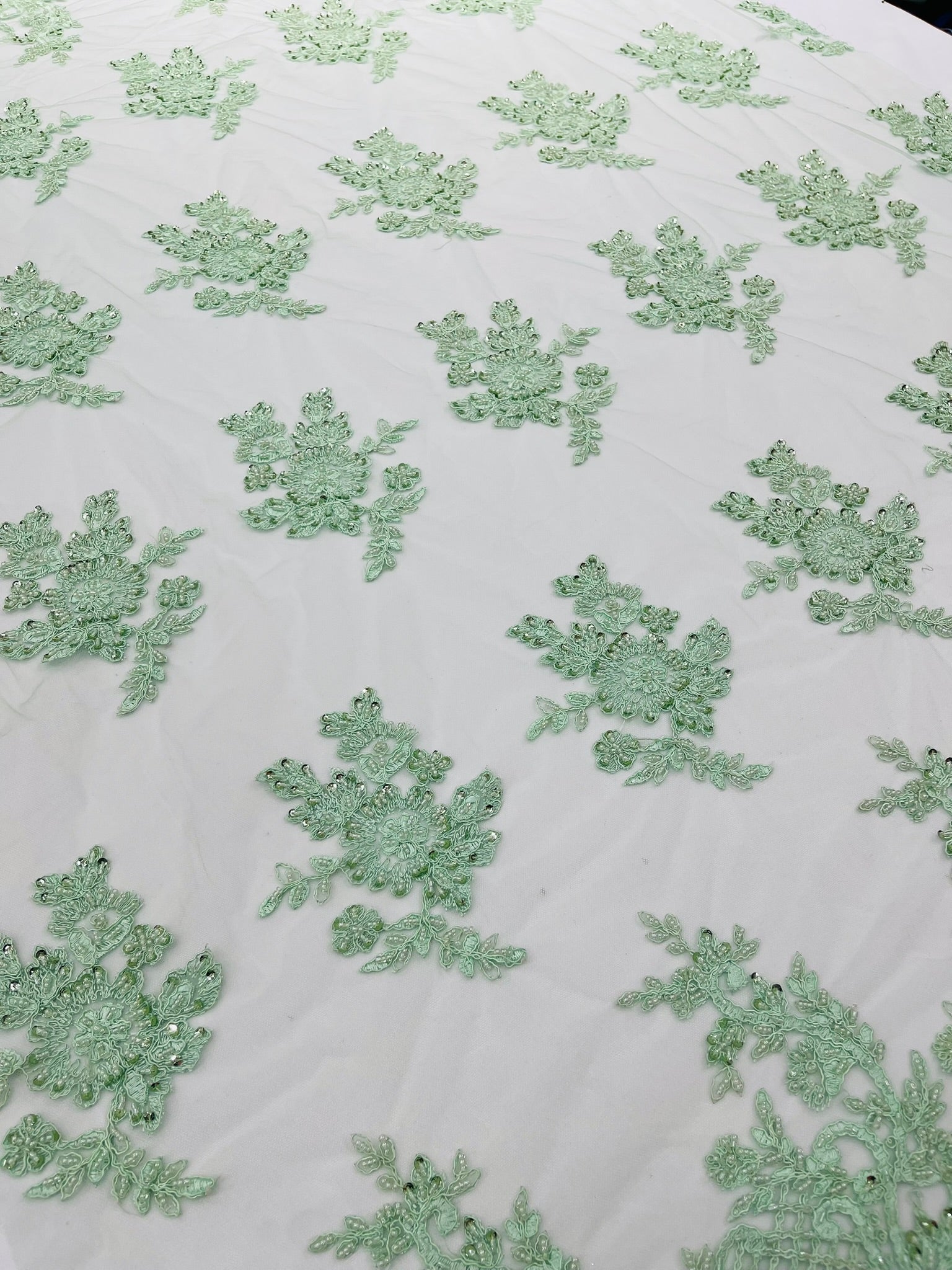 Eva Luxury Beaded Floral Lace 54” Wide| New Creations Fabric & Foam Inc. - New Creations Fabric & Foam Inc