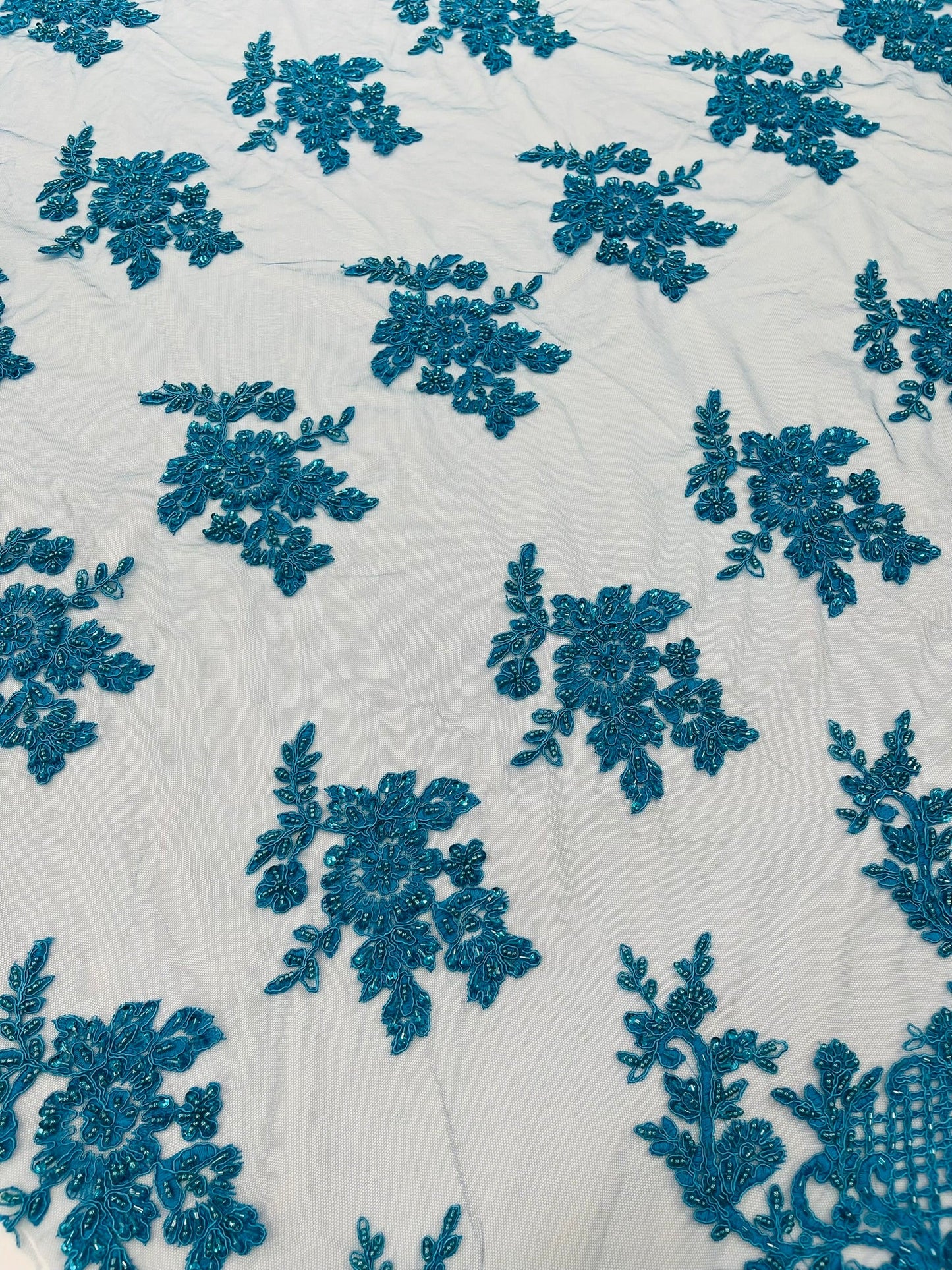 Eva Luxury Beaded Floral Lace 54” Wide| New Creations Fabric & Foam Inc. - New Creations Fabric & Foam Inc