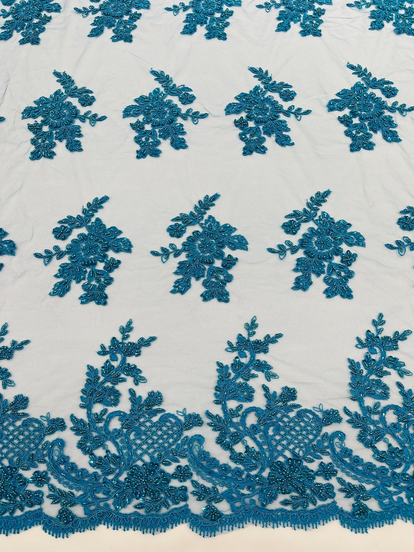 Eva Luxury Beaded Floral Lace 54” Wide| New Creations Fabric & Foam Inc. - New Creations Fabric & Foam Inc