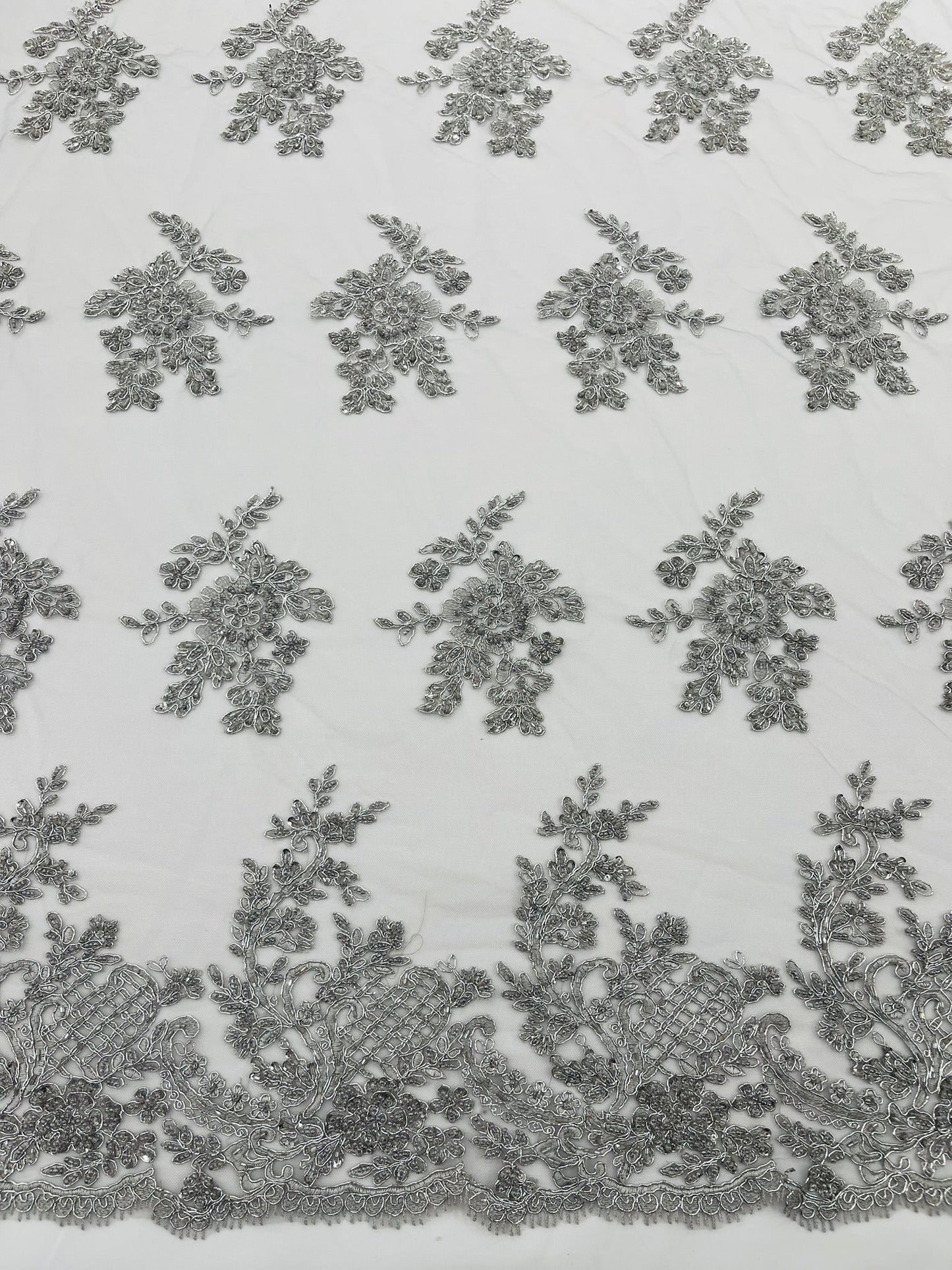 Eva Luxury Beaded Floral Lace 54” Wide| New Creations Fabric & Foam Inc. - New Creations Fabric & Foam Inc