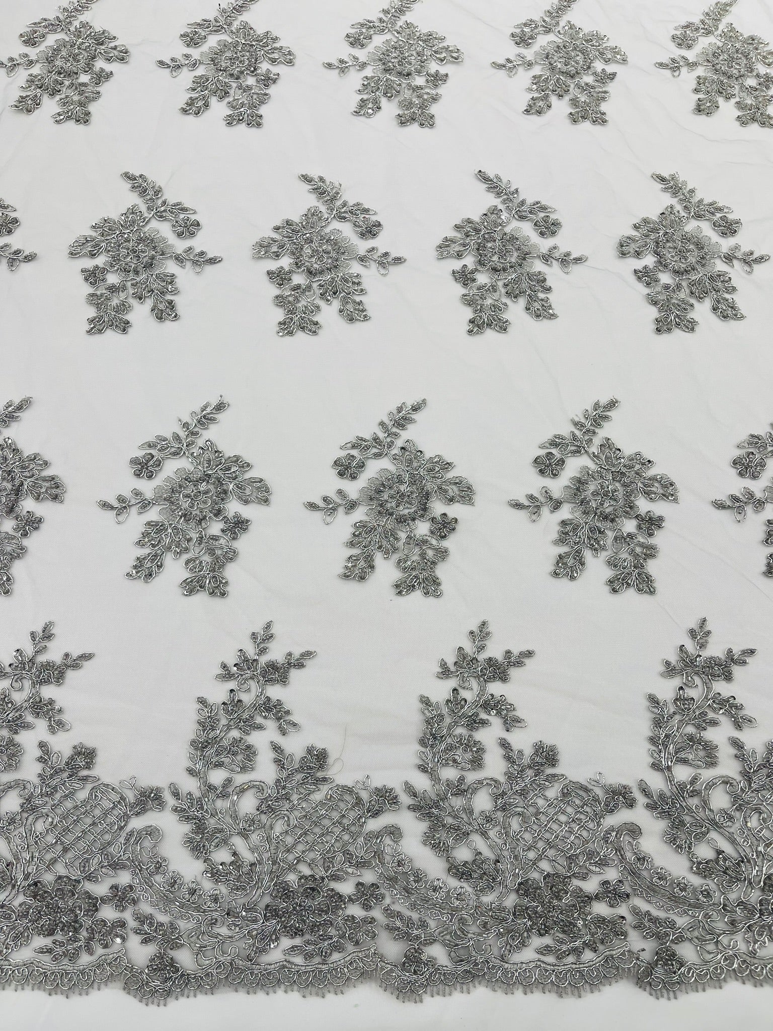 Eva Luxury Beaded Floral Lace 54” Wide| New Creations Fabric & Foam Inc. - New Creations Fabric & Foam Inc